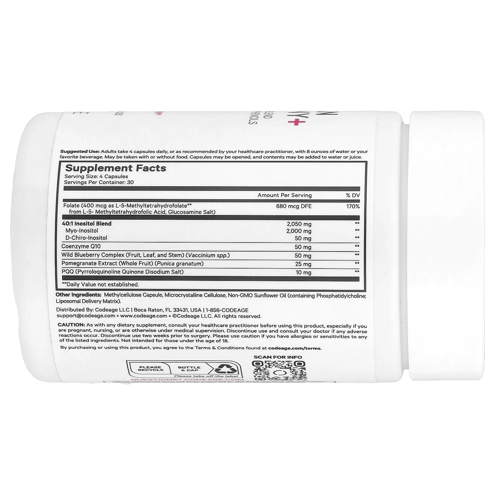 Codeage, PQQ Ovarian Harmony +, 120 растительных капсул