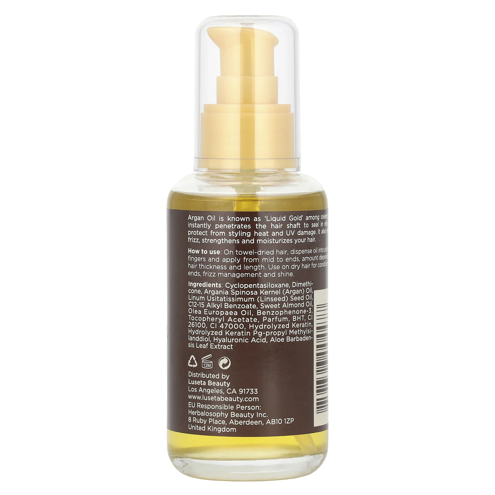 Luseta Beauty, Аргановое масло, восстанавливающая сыворотка для волос, 100 мл (3,38 жидк. Унции)