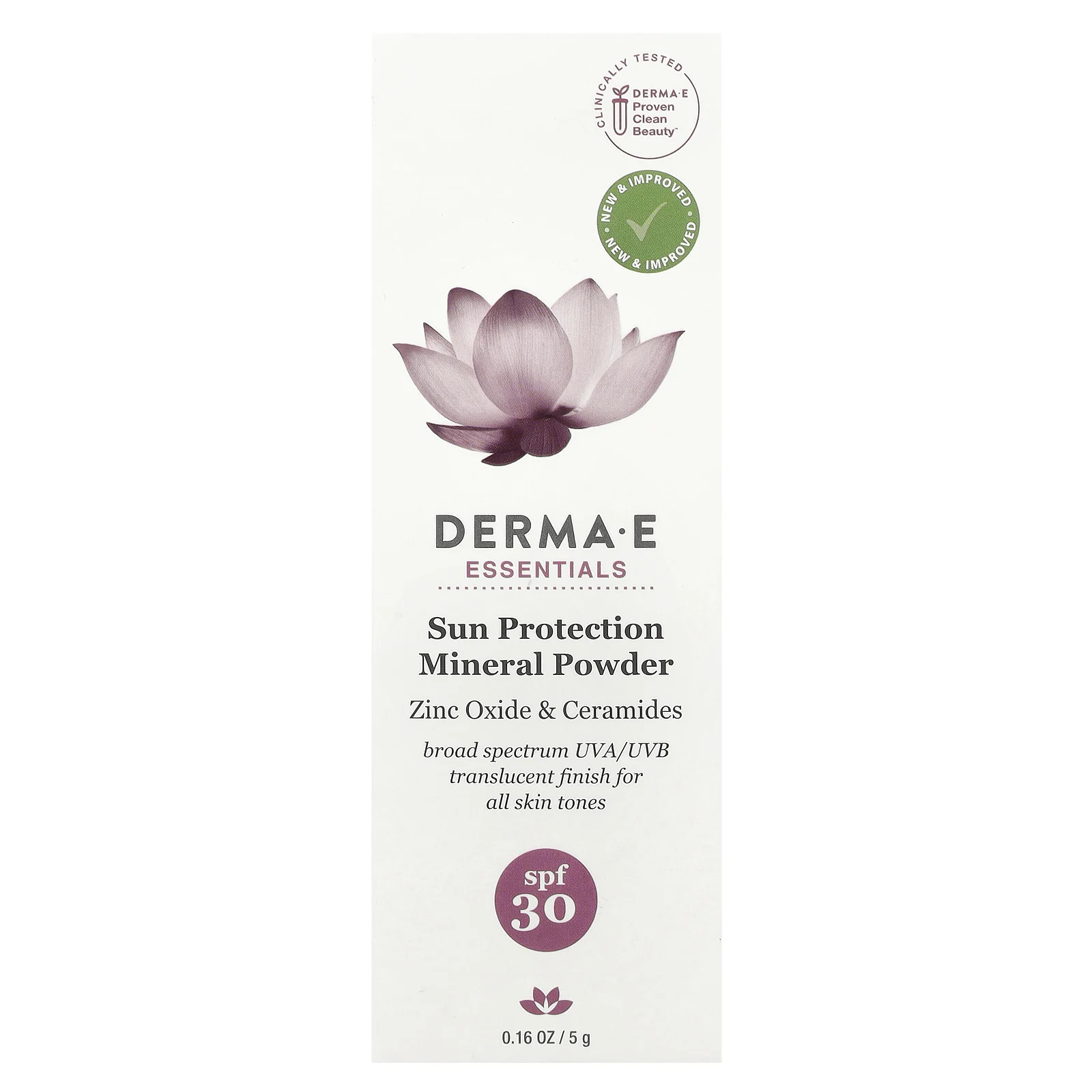 DERMA E, Essentials, минеральная пудра для защиты от солнца, SPF 30, 5 г (0,16 унции)