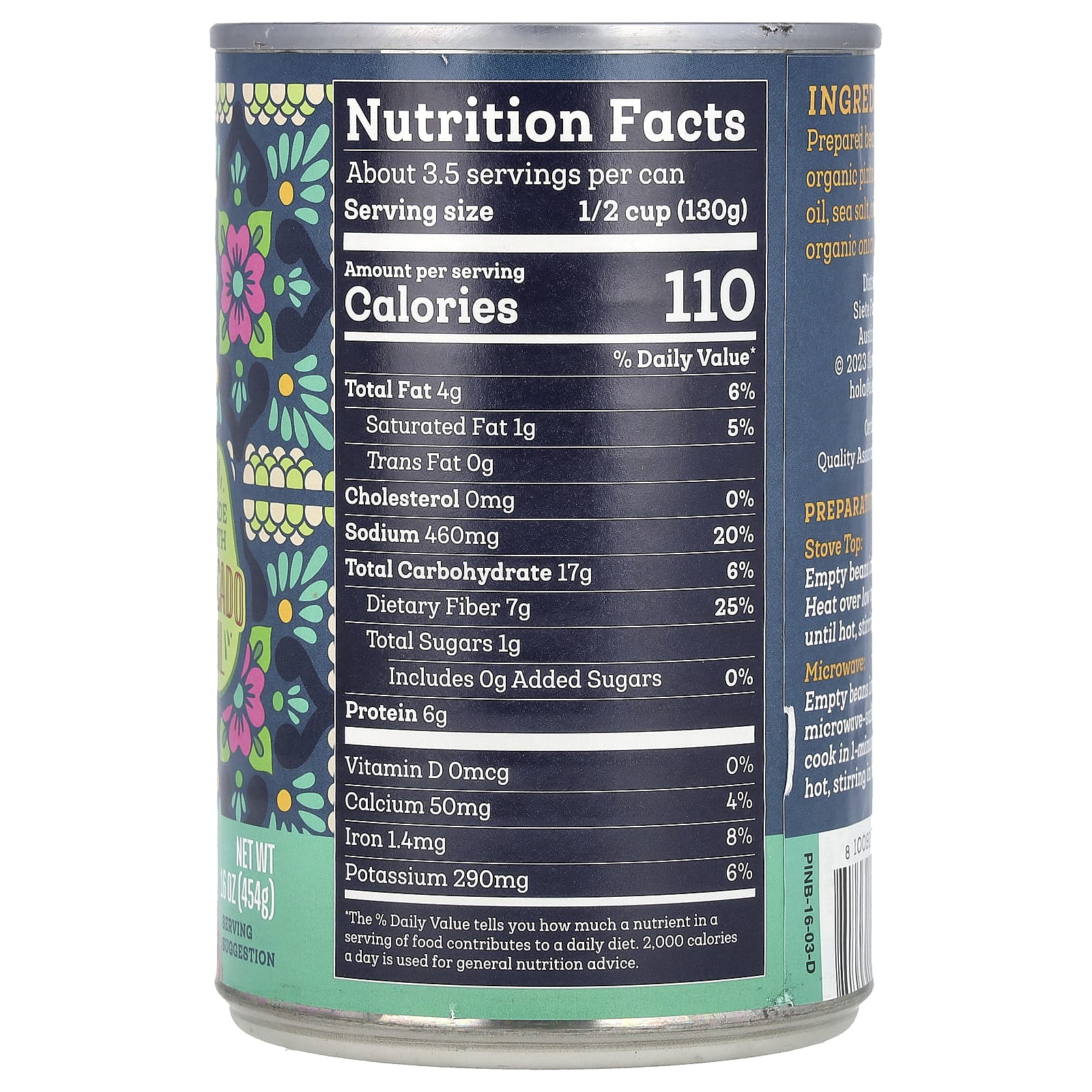 Siete, веганская жареная фасоль пинто, 454 г (16 унций)