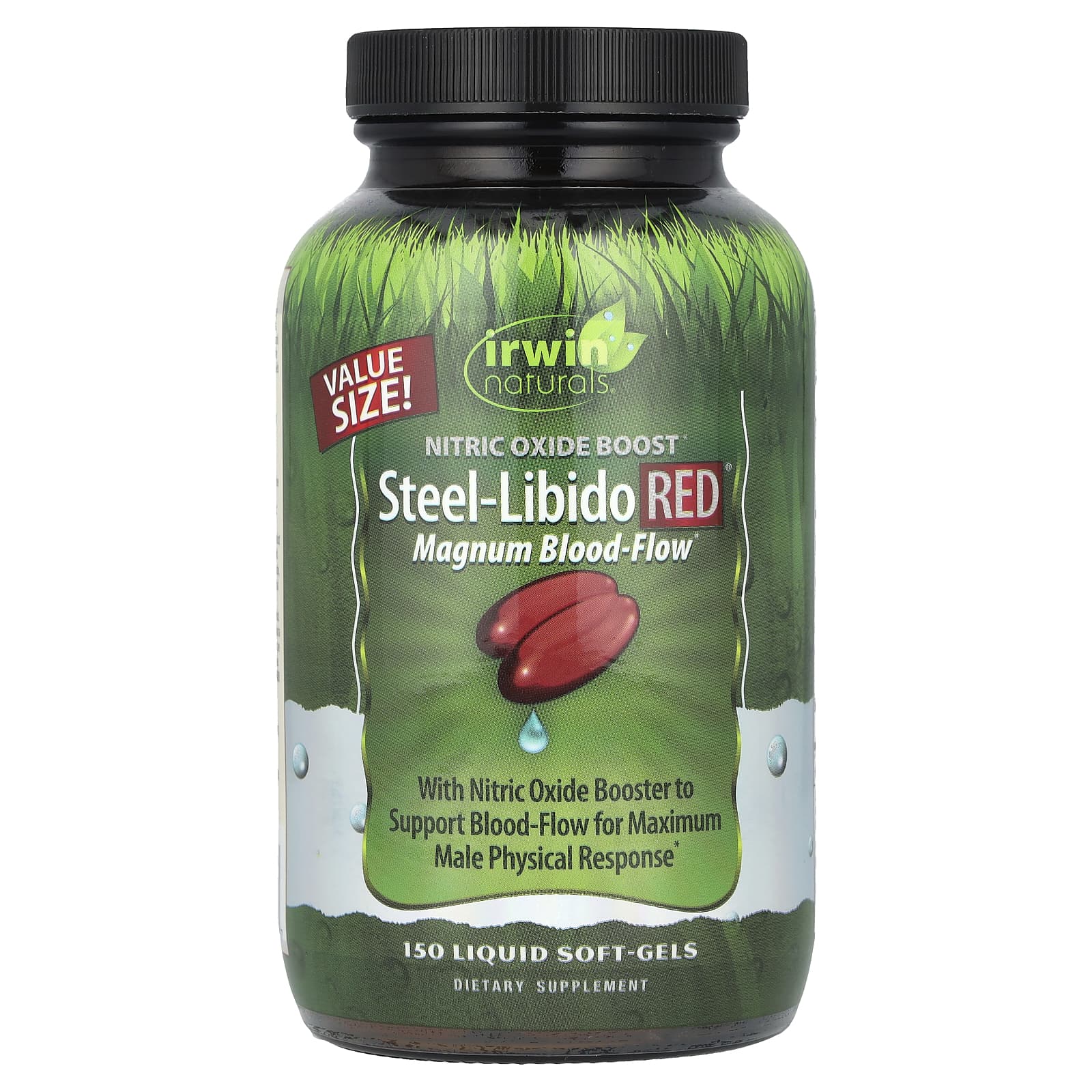 Irwin Naturals, Steel-Libido Red, усиленный кровоток, 150 мягких желатиновых капсул с жидкостью