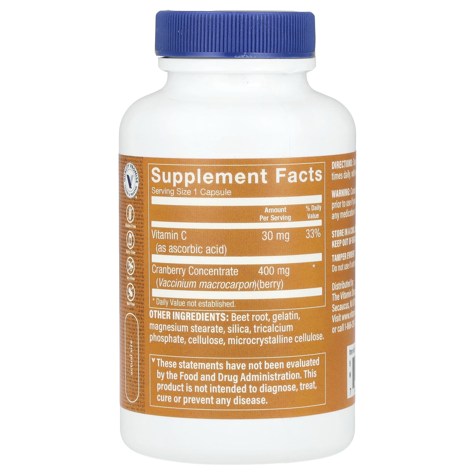 The Vitamin Shoppe, Cranberry Plus, 400 мг, 90 капсул