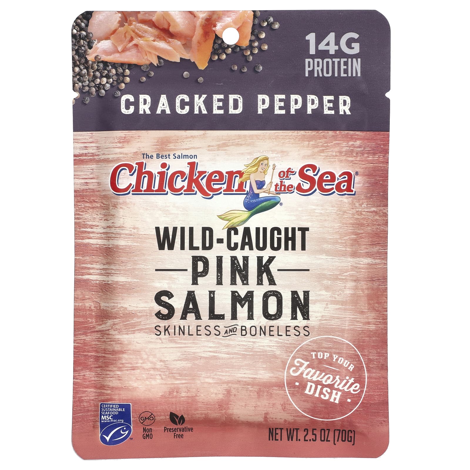 Chicken of the Sea, Горбуша из дикой рыбы, измельченный перец, 70 г (2,5 унции)