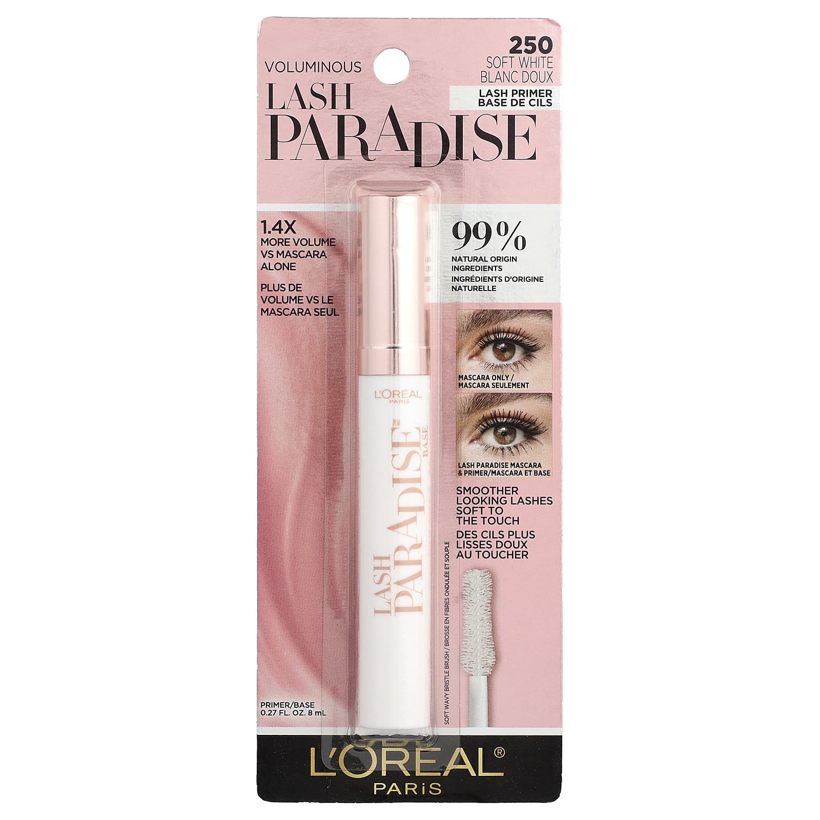 L'Oréal, Праймер / база Voluminous Lash Paradise ™, 250 Soft White, 8 мл (0,27 жидк. Унции)