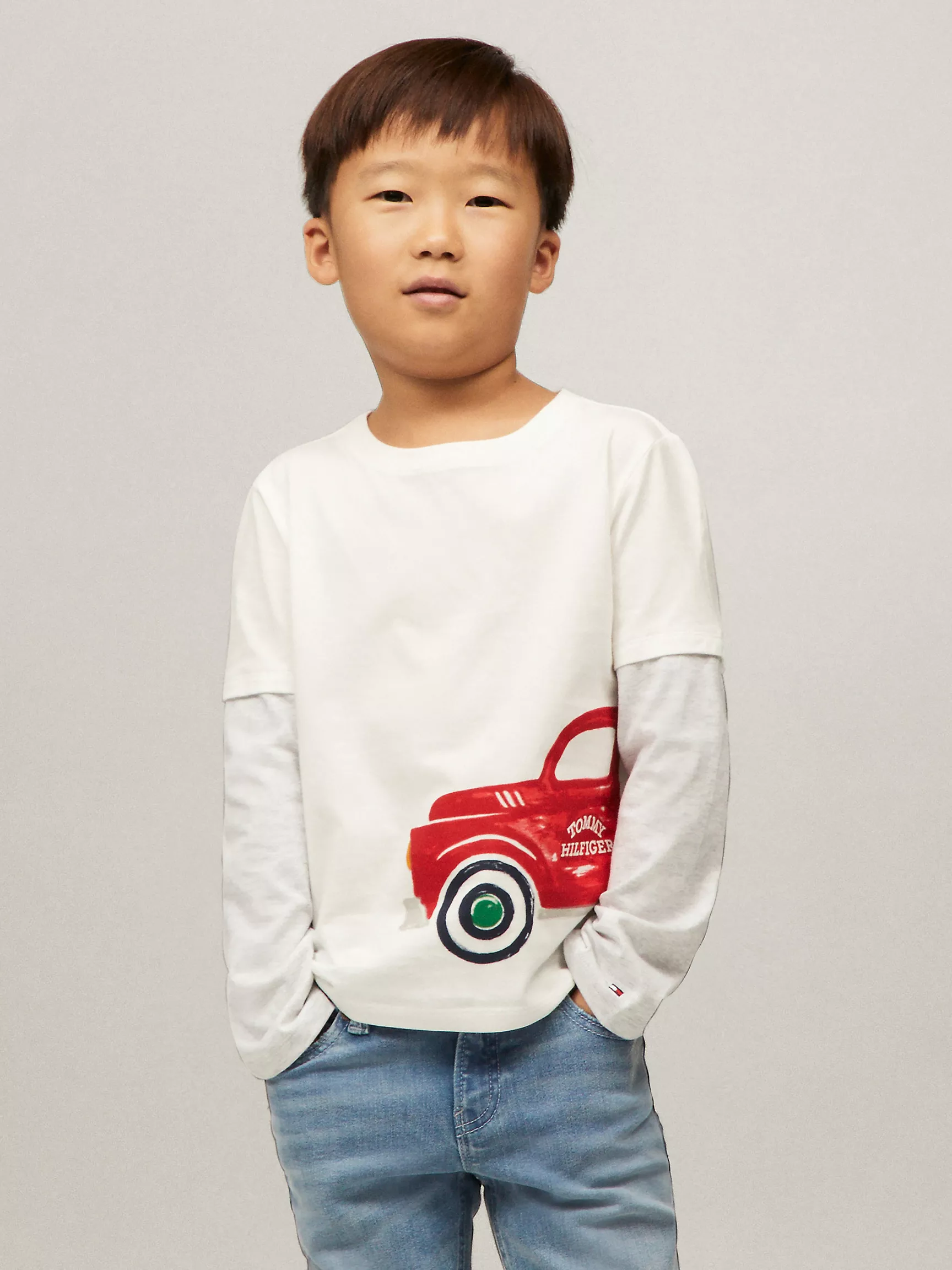 Футболка Tommy Hilfiger для мальчиков, Детская футболка с логотипом в виде праздничного грузовика