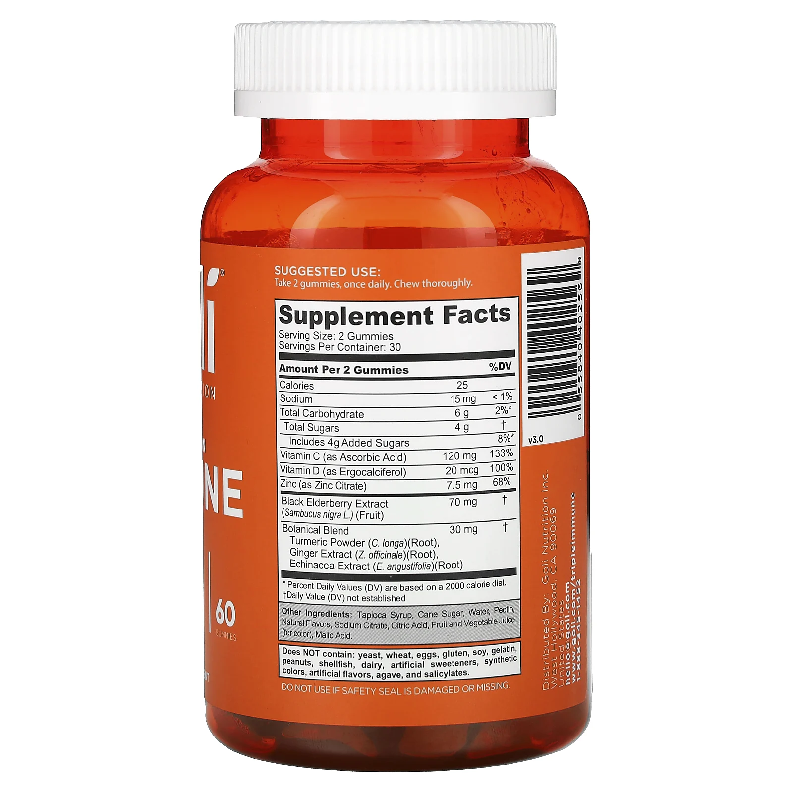 Goli Nutrition, жевательные таблетки тройного действия для укрепления иммунитета, 60 шт.