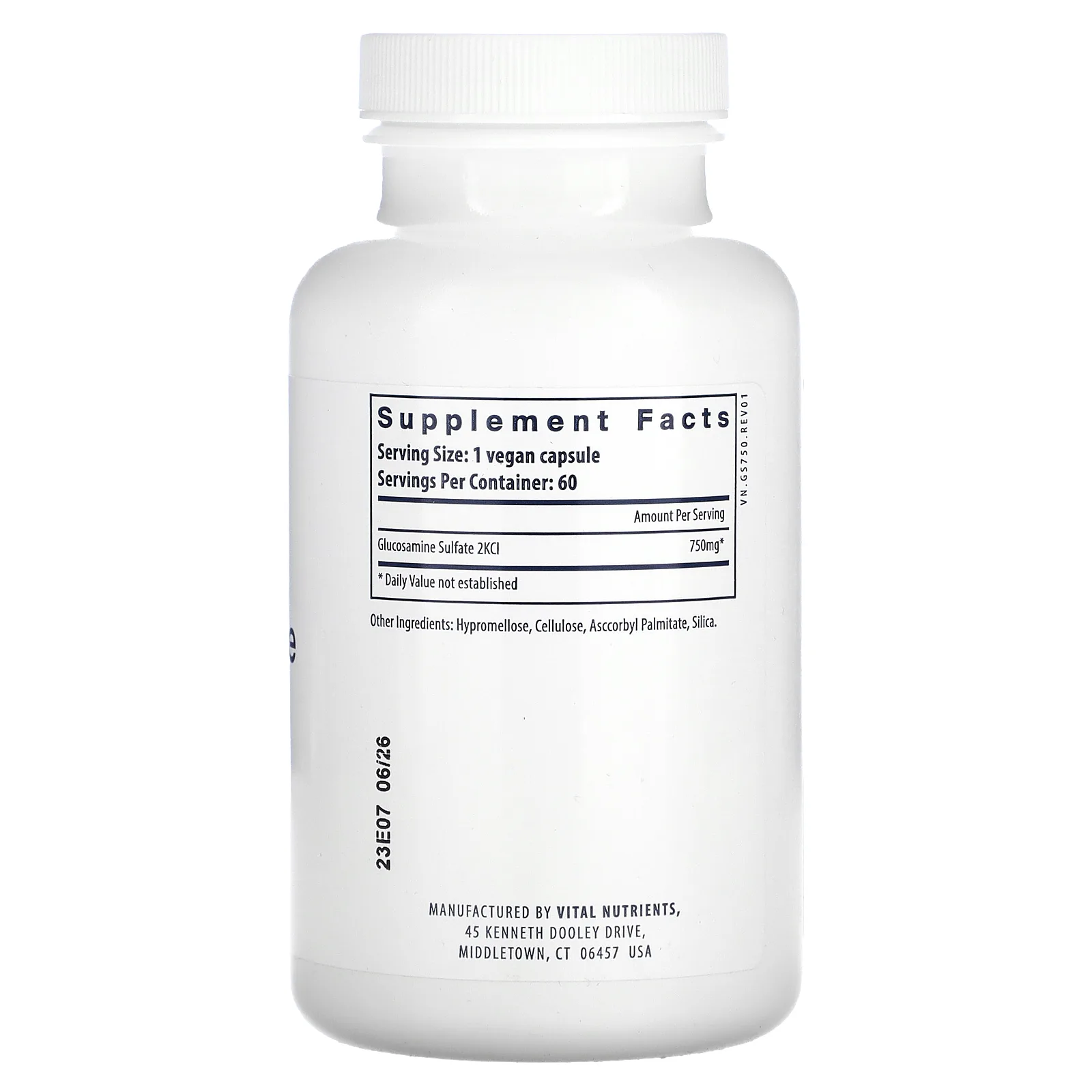 Vital Nutrients, Веганский сульфат глюкозамина, 120 веганских капсул