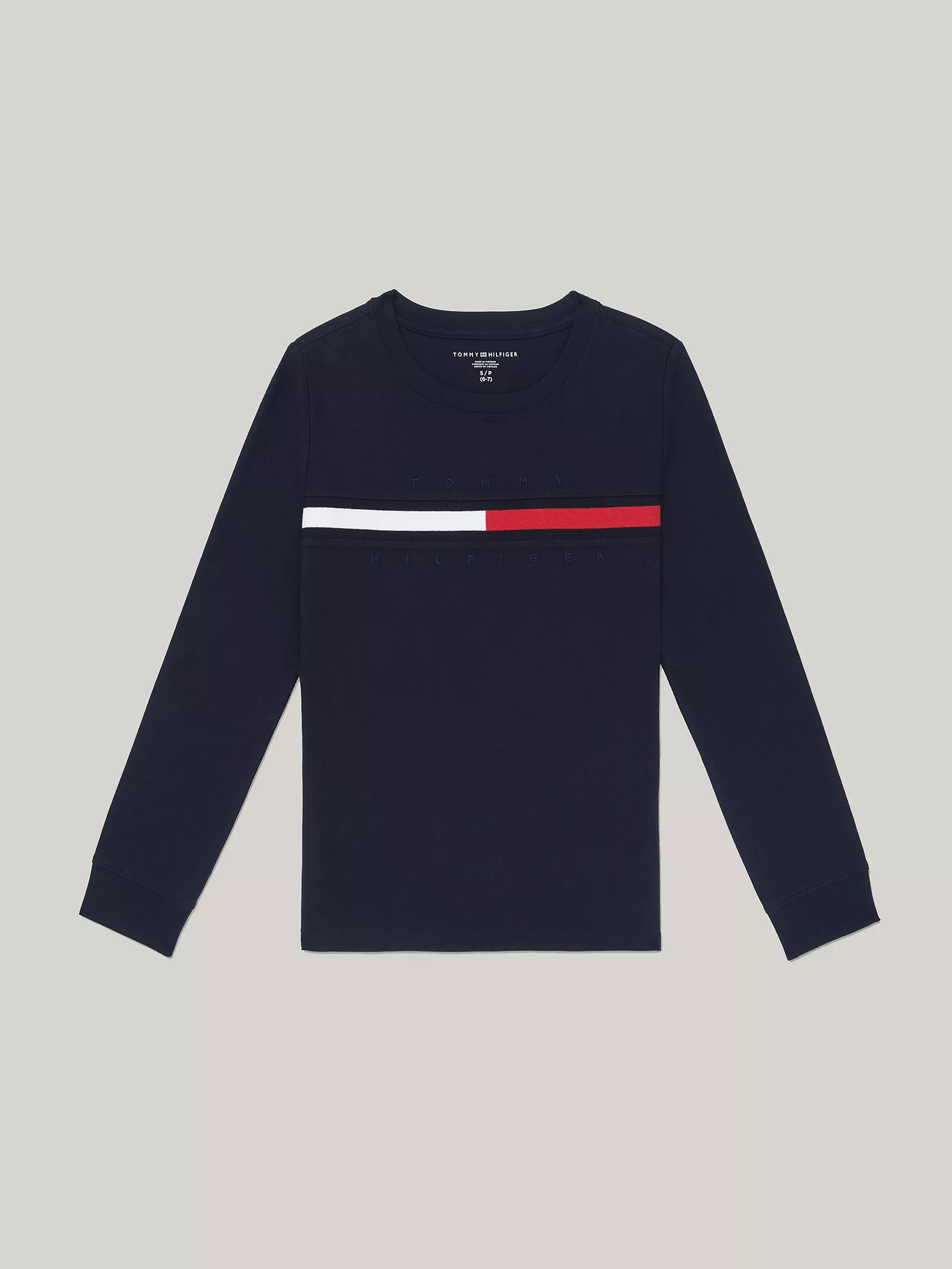 Футболка Tommy Hilfiger для мальчиков, Детская футболка с длинным рукавом и флаговыми полосками