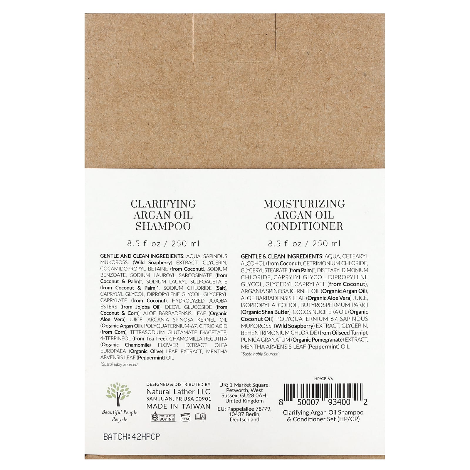 Tree To Tub, набор шампуня и кондиционера, очищающее аргановое масло, бодрящая перечная мята, набор из 2 предметов, по 250 мл (8,5 жидк. унции)