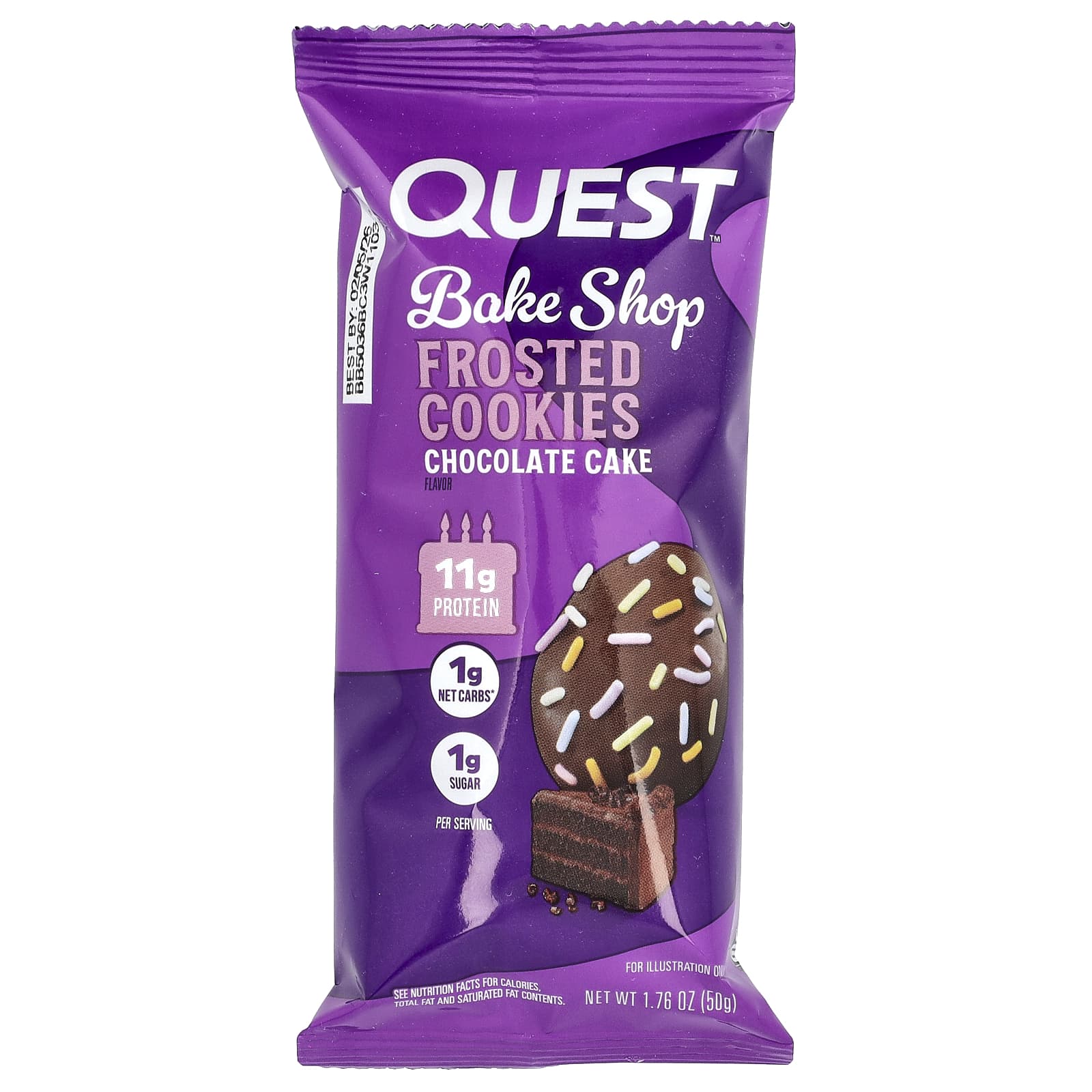Quest Nutrition, Bake Shop, глазированное печенье, шоколадный торт, 8 пакетиков по 50 г (1,76 унции)