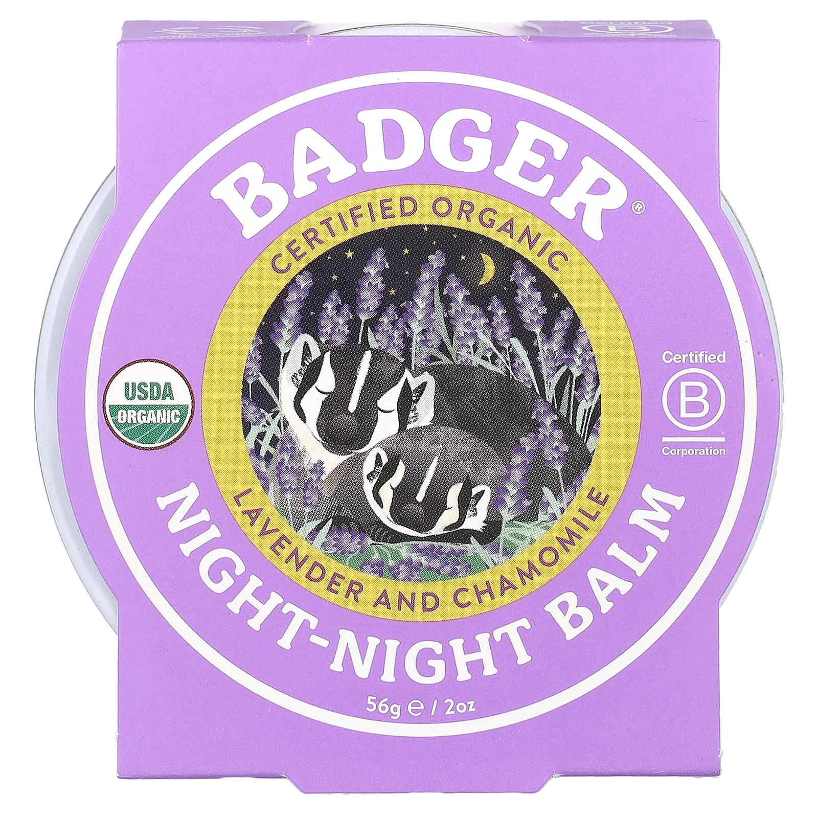 Badger Company, Organic, бальзам  ночь-ночь , лаванда и ромашка, 2 унции (56 г)