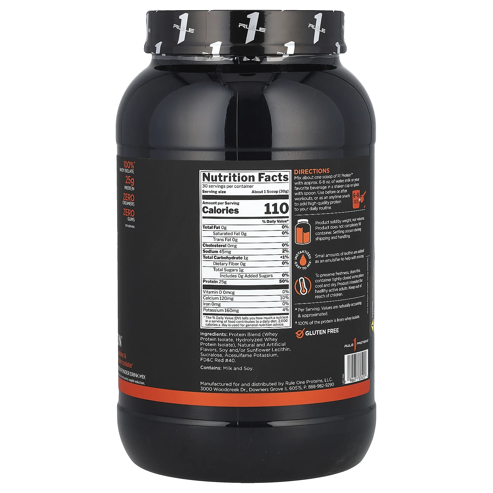 Rule One Proteins, R1, протеиновая смесь для приготовления напитка, со вкусом клубники с кремом, 900 г (1,98 фунта)