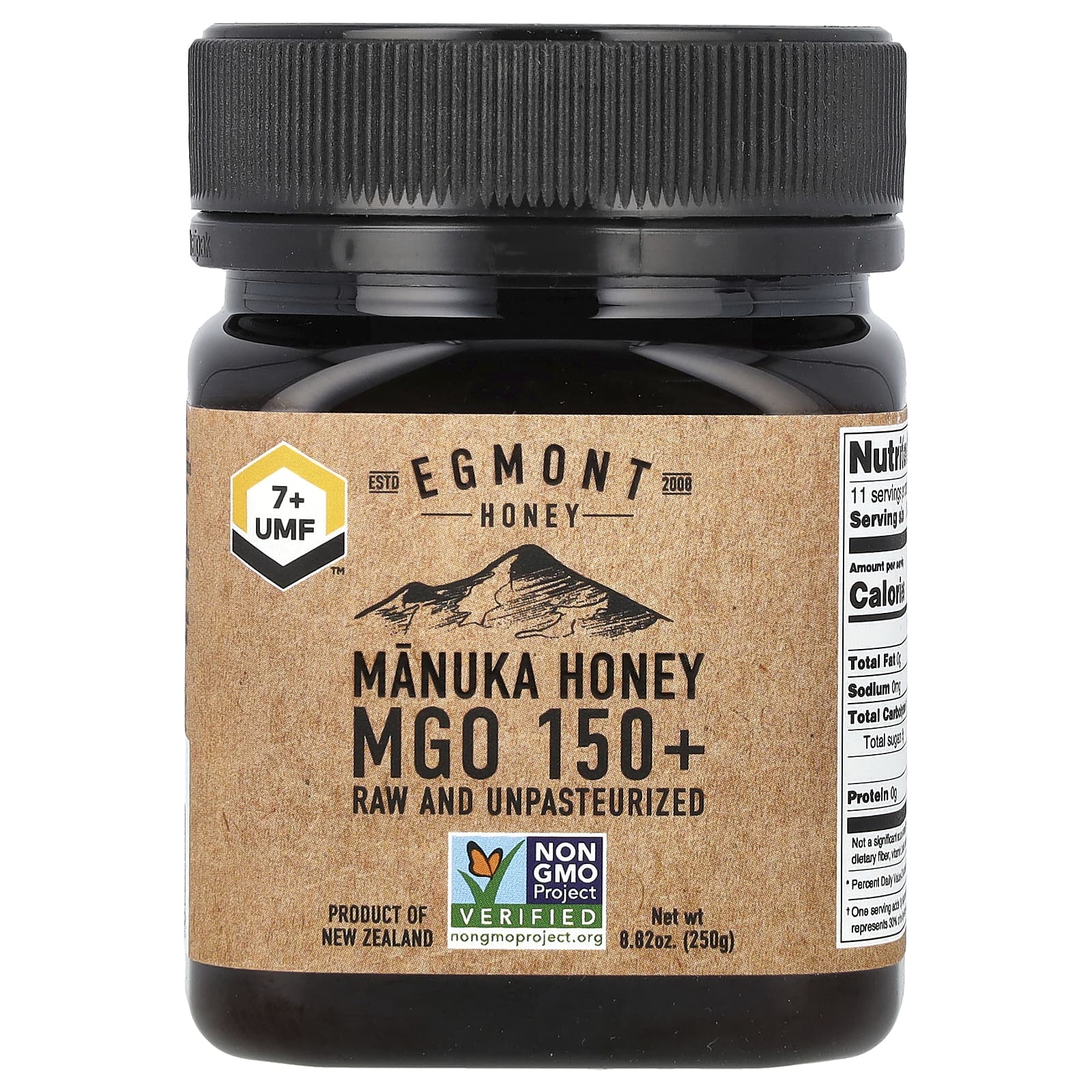 Egmont Honey, Мед манука, необработанный и непастеризованный, MGO 150+, 250 г (8,82 унции)
