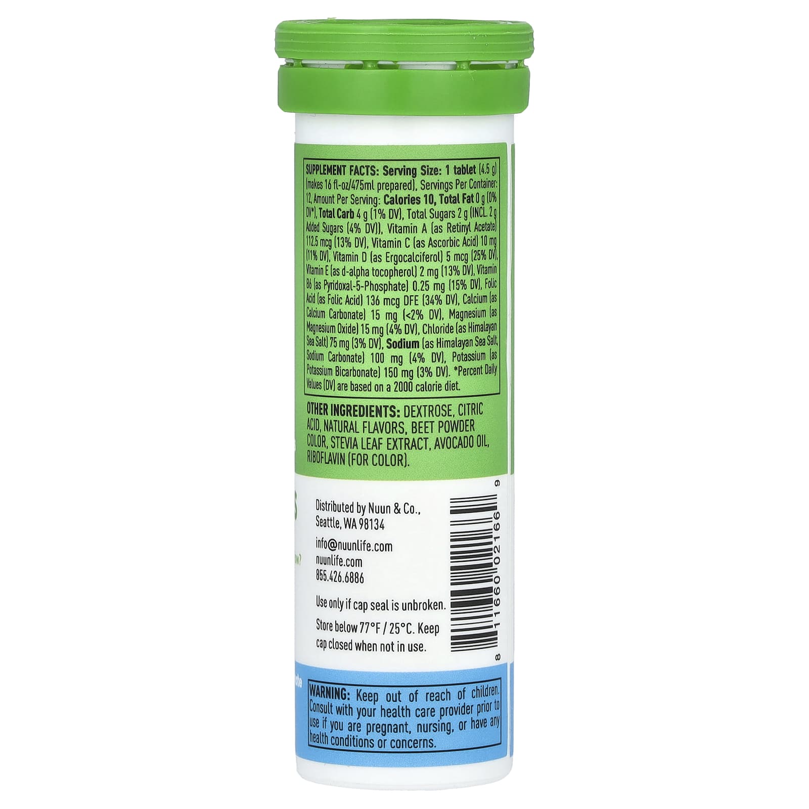 Nuun, Hydration, витамины, шипучий напиток, голубика и гранат, 12 таблеток