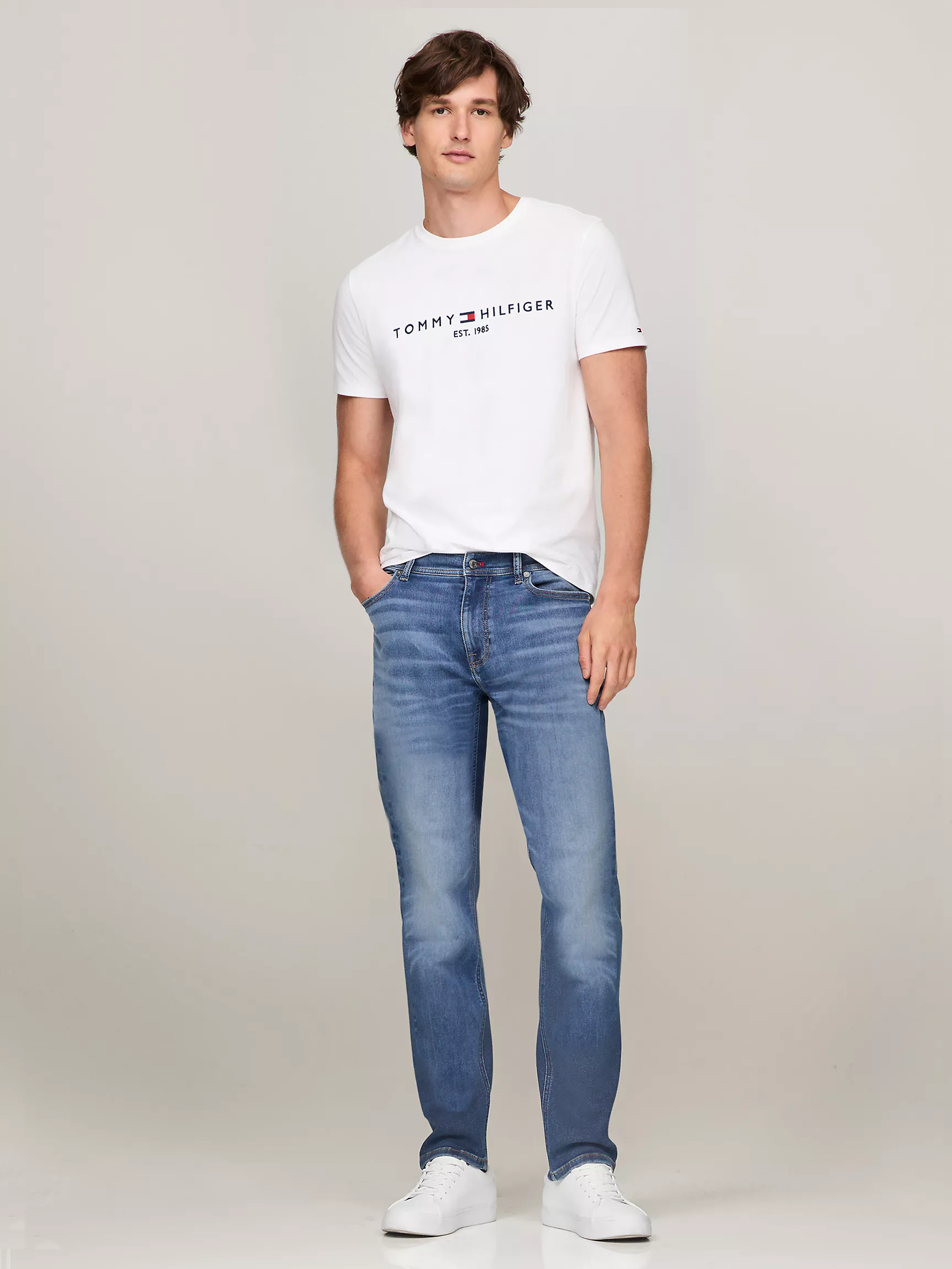 Мужская футболка Tommy Hilfiger, Приталенная футболка с вышитым логотипом Tommy