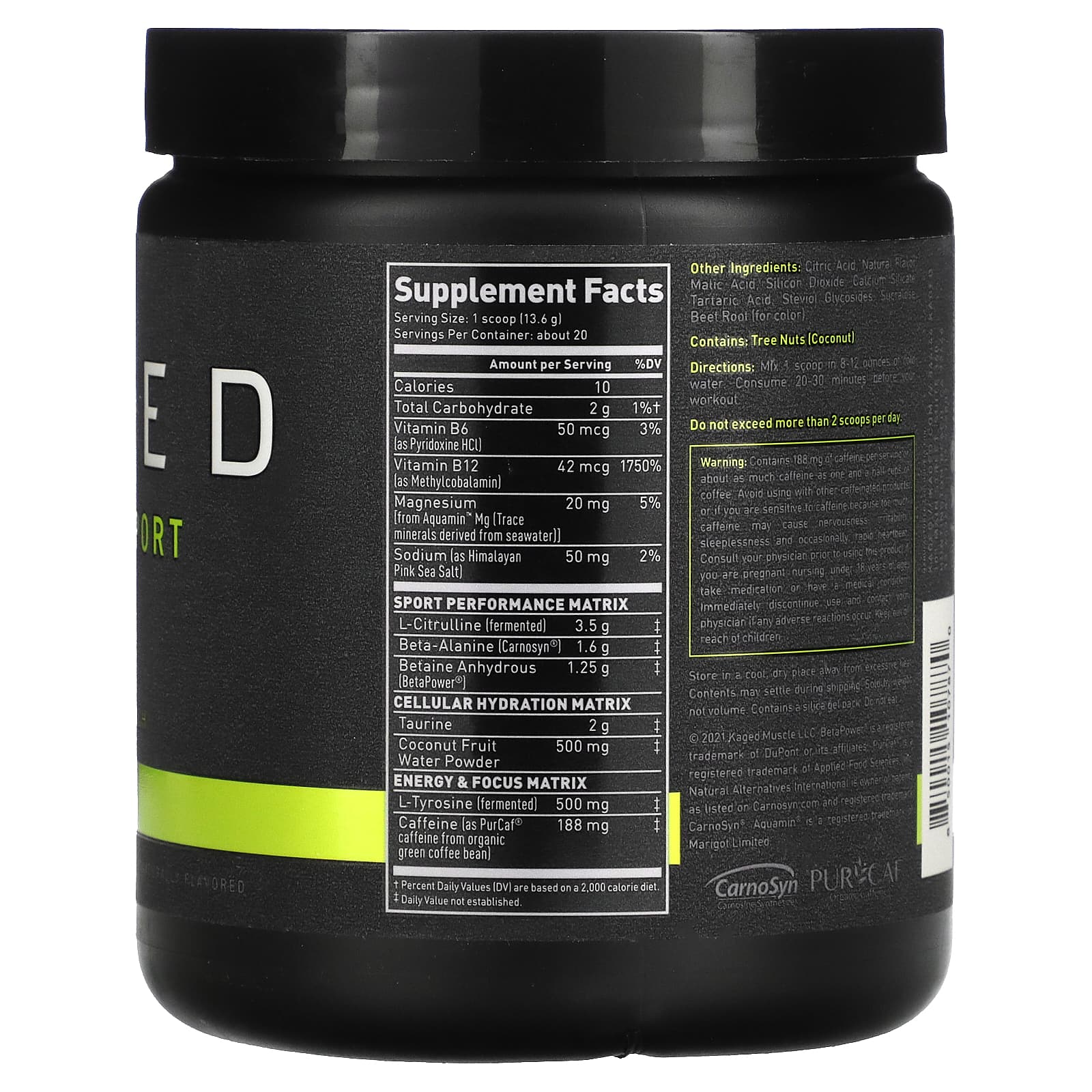 Kaged, PRE-KAGED, Sport, предтренировочный комплекс, фруктовый пунш, 272 г (9,59 унции)