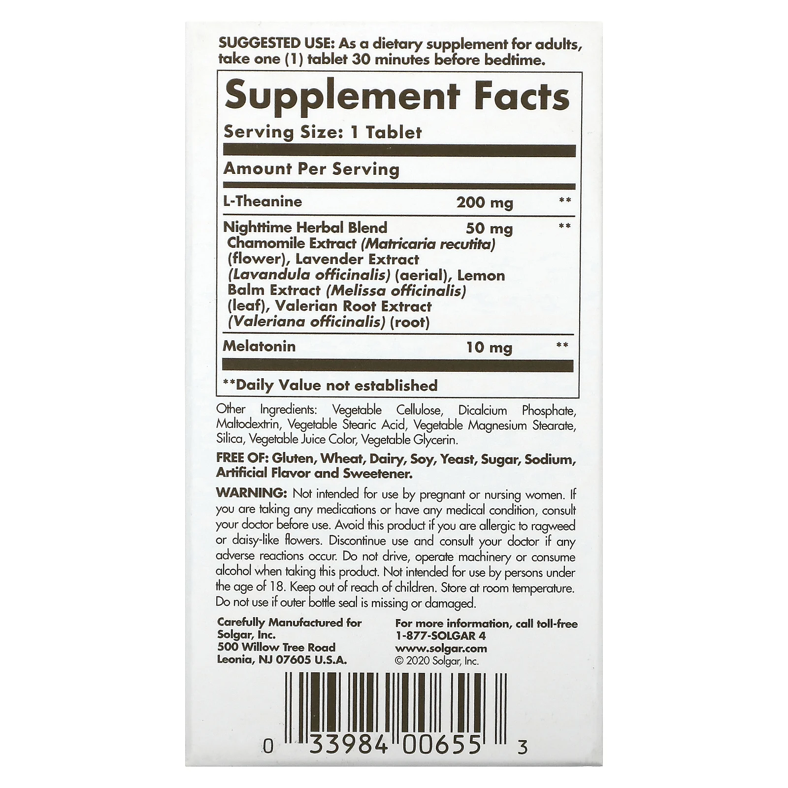 Solgar, Sleep, тройного действия, 30 трехслойных таблеток