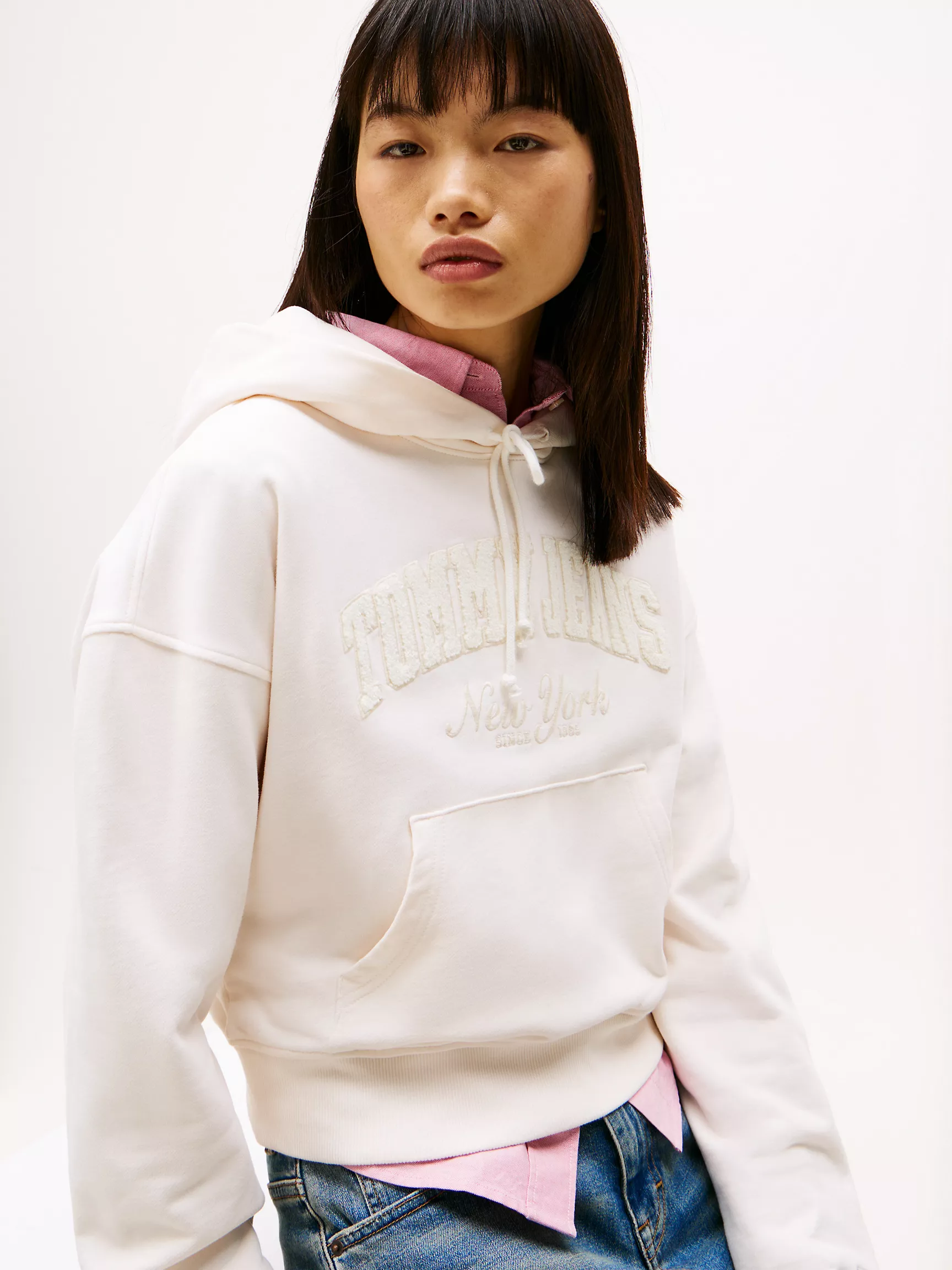 Женское худи Tommy Hilfiger, Укороченное худи с флокированным логотипом