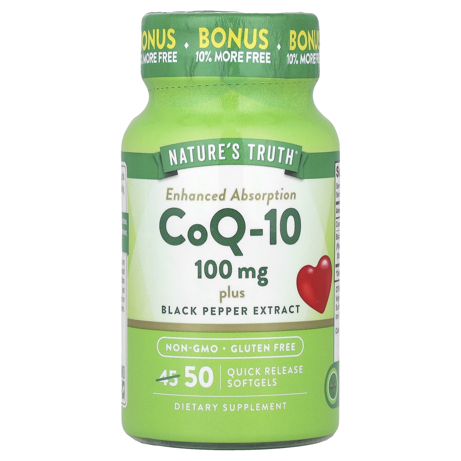 Nature's Truth, CoQ-10, Enhanced Absorption, 100 mg, 50 Quick Release Softgels