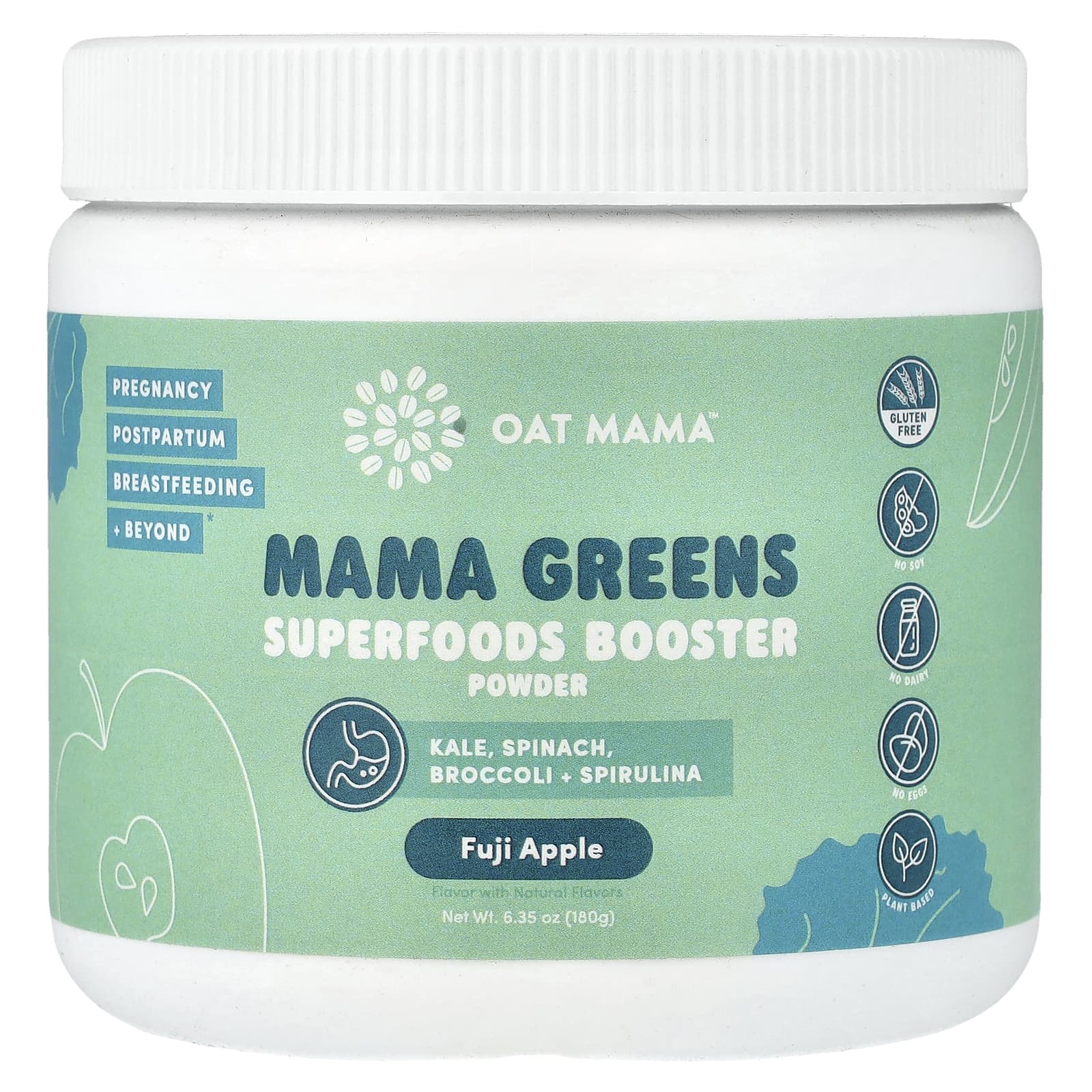Oat Mama, Mama Greens, Superfoods Booster, порошок для поддержки суперфудов, со вкусом яблока Фуджи, 180 г (6,35 унции)