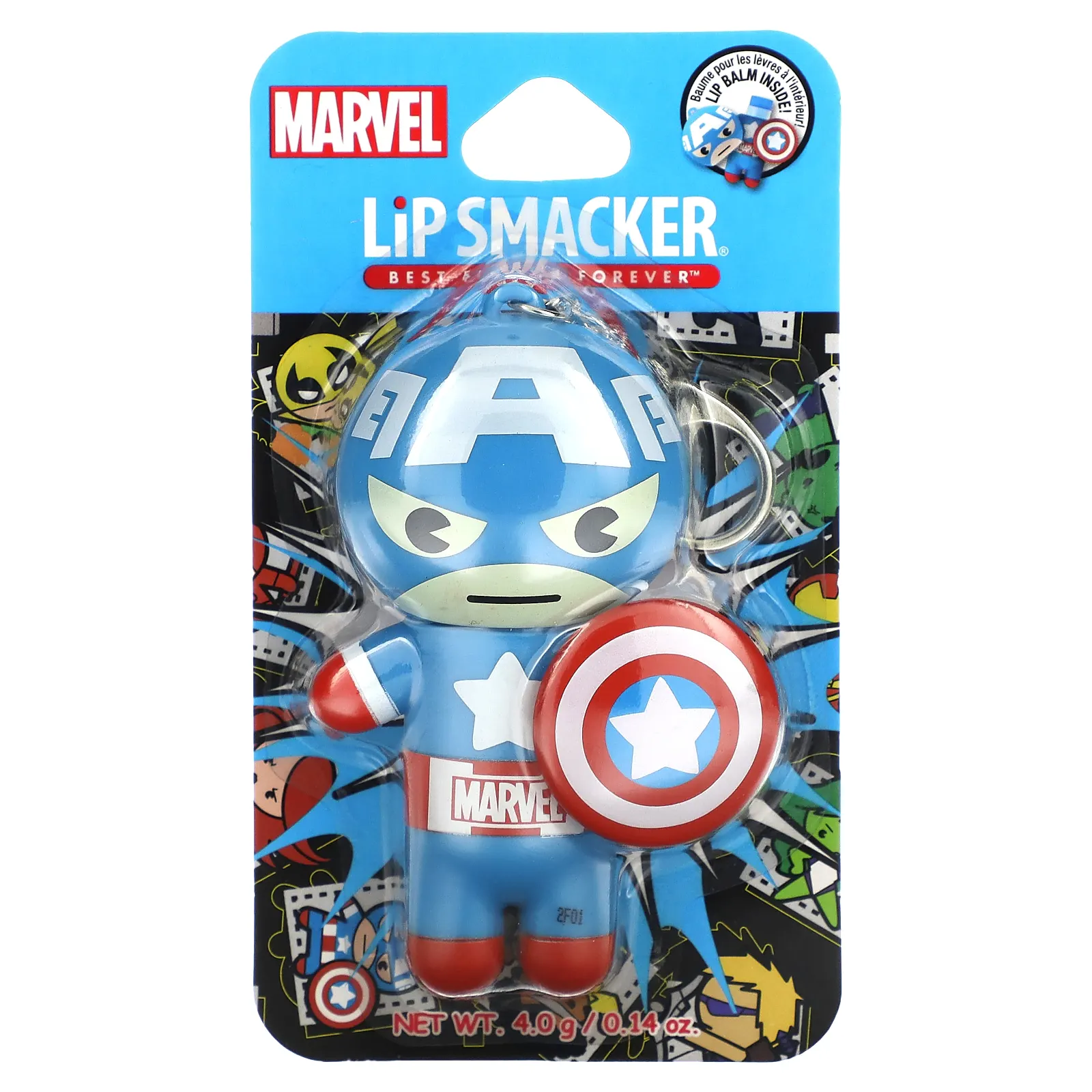 Lip Smacker, Marvel Captain America, бальзам для губ, красный, белый и сине-ягодный, 4 г (0,14 унции)