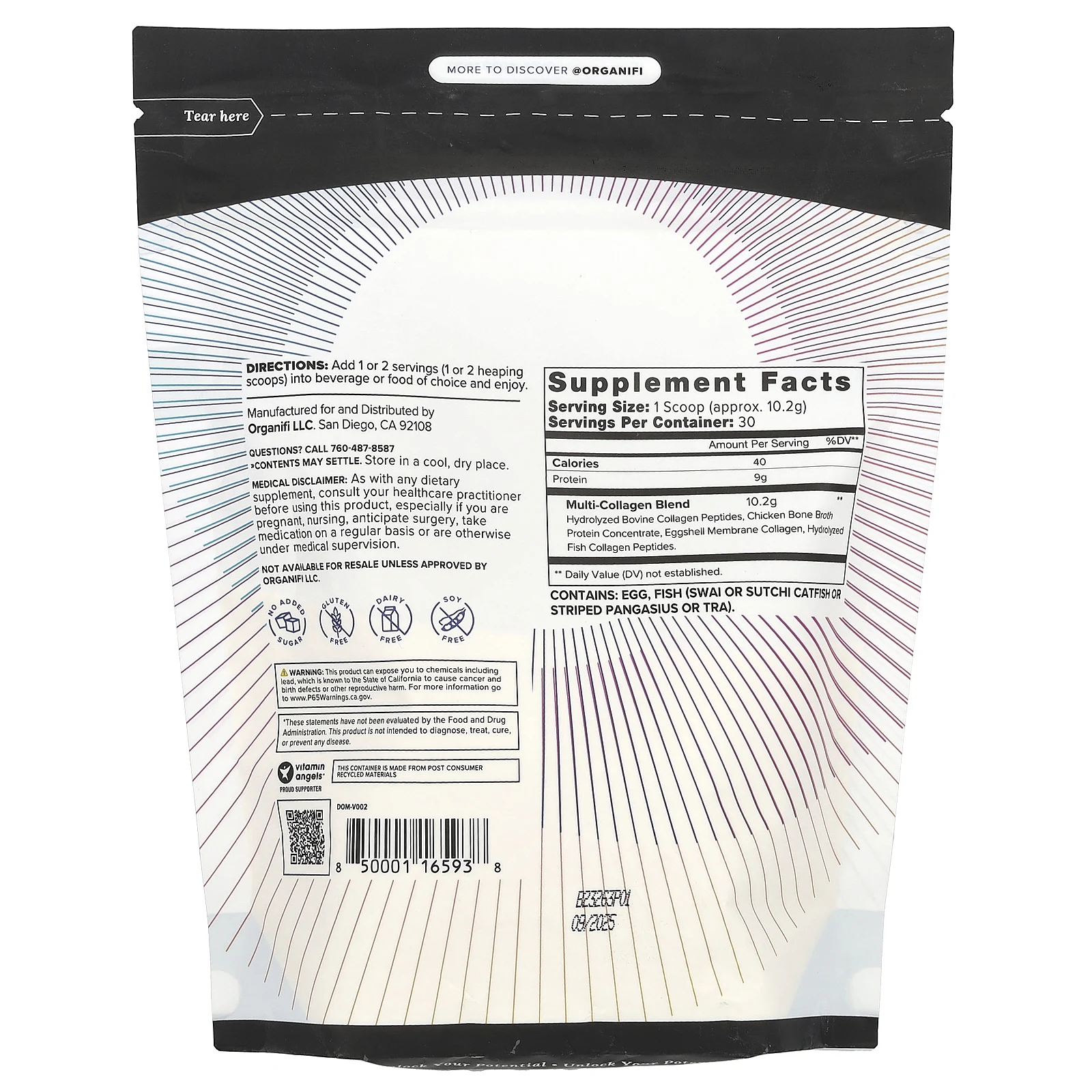 Organifi, Коллаген, без добавок, 306 г (10,79 унции)