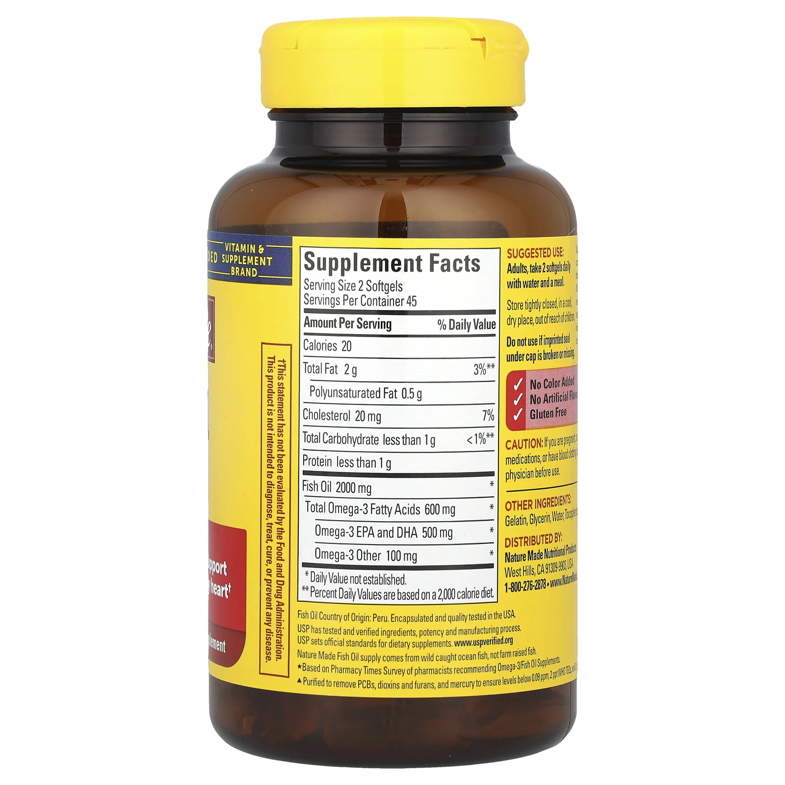 Nature Made, рыбий жир, 1000 мг, 90 капсул