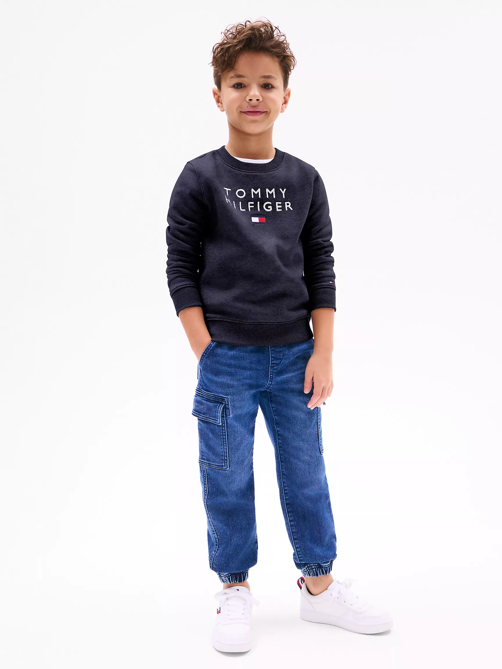 Толстовка для мальчика Tommy Hilfiger, Детский свитшот с логотипом Hilfiger