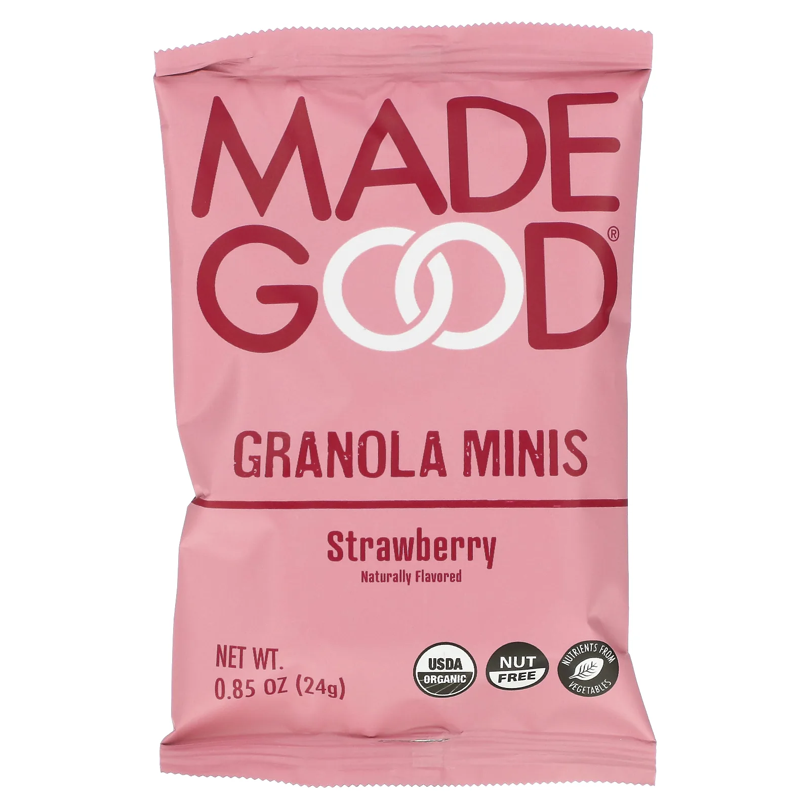MadeGood, Гранола мини, с клубникой, 5 пакетиков по 24 г (0,85 унции)