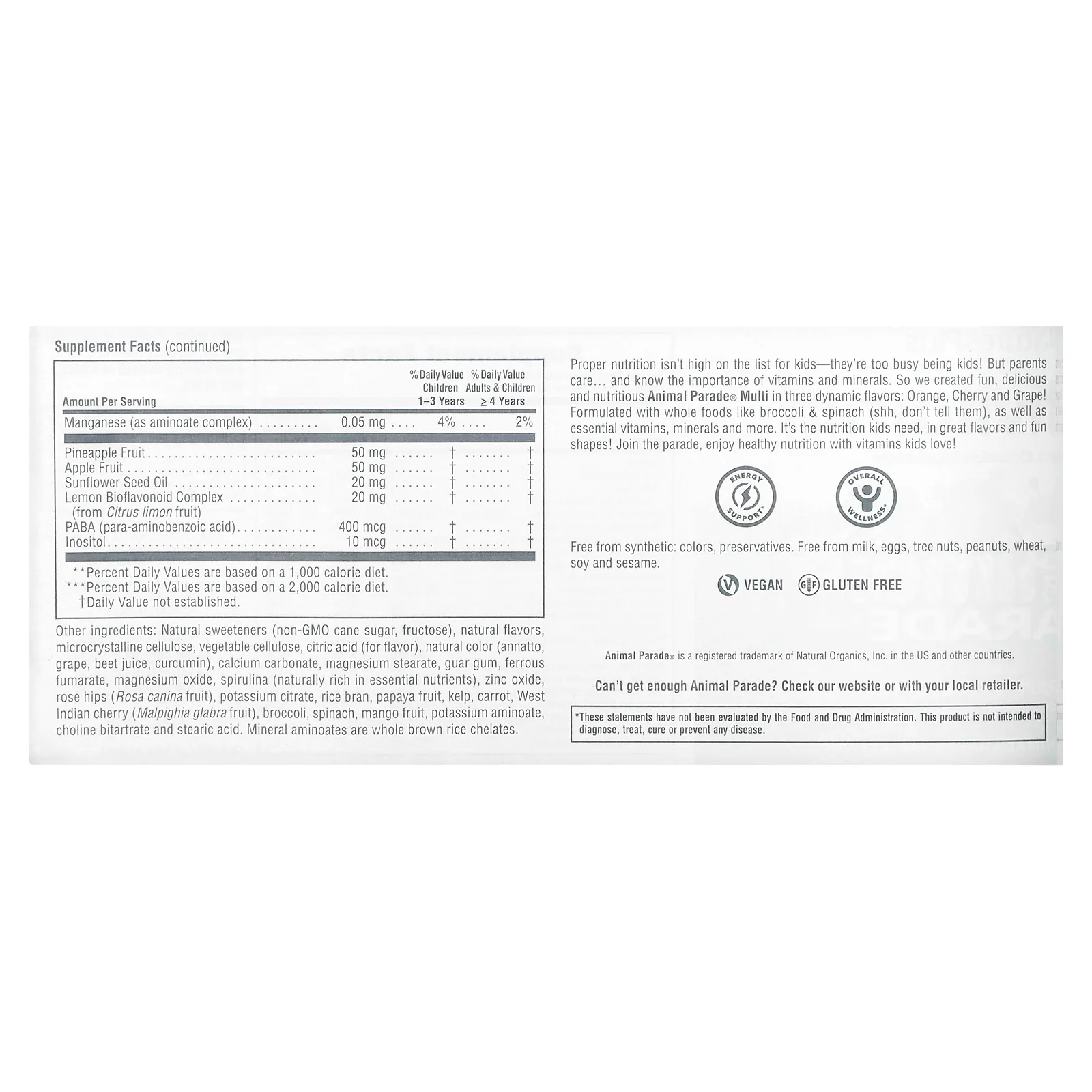 NaturesPlus, Animal Parade, мультивитаминная добавка для детей, вишня, виноград и апельсин, 180 таблеток в форме животных
