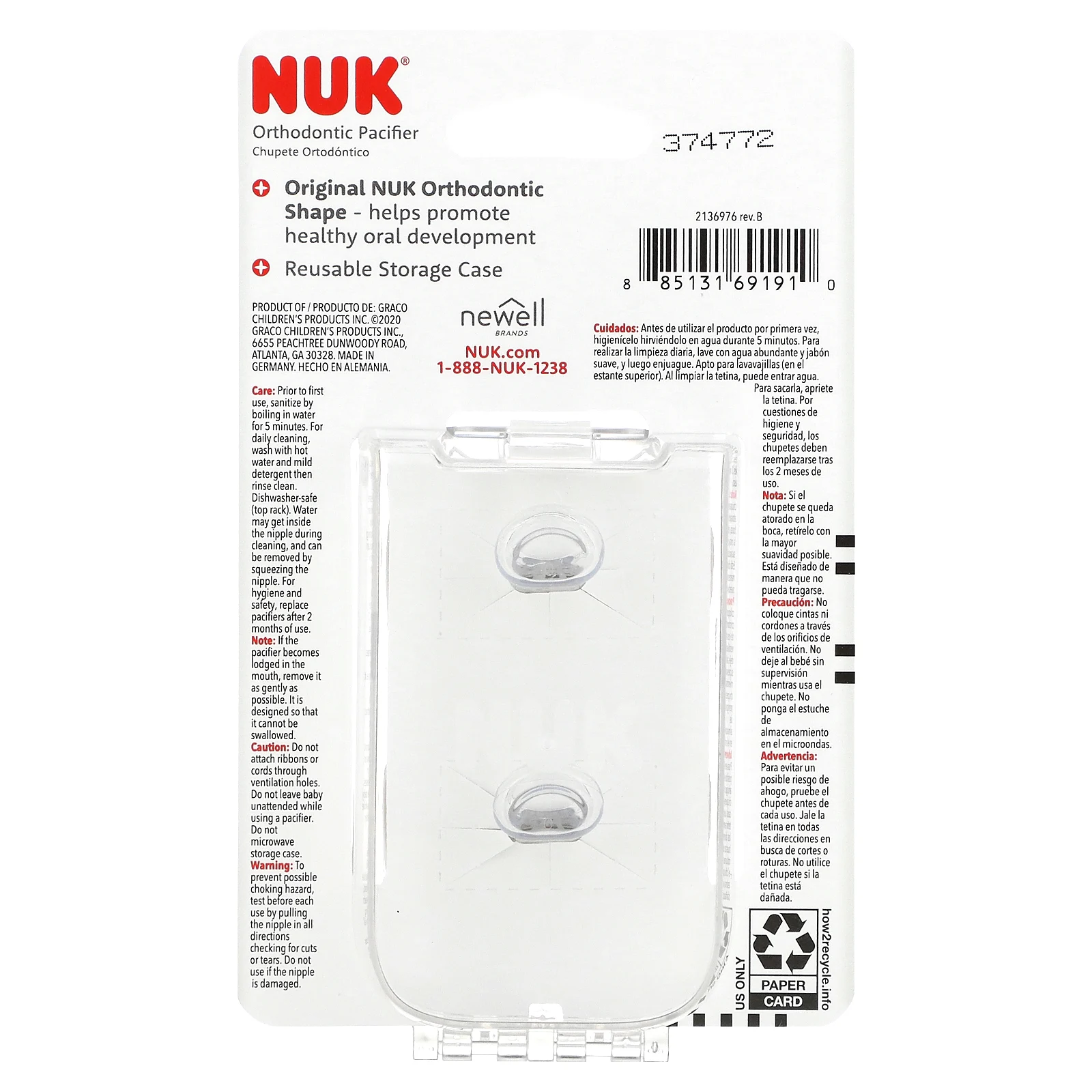 NUK, ортстоматологическая соска, для детей 0–2 месяца, синяя, 2 шт.