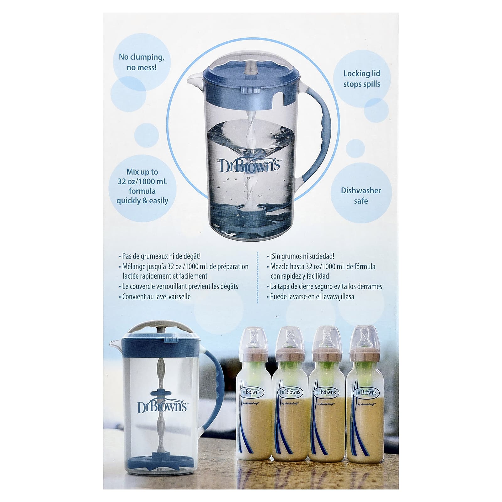 Dr. Brown's, Кувшин для смешивания формул, синий, 1000 мл (32 унции)