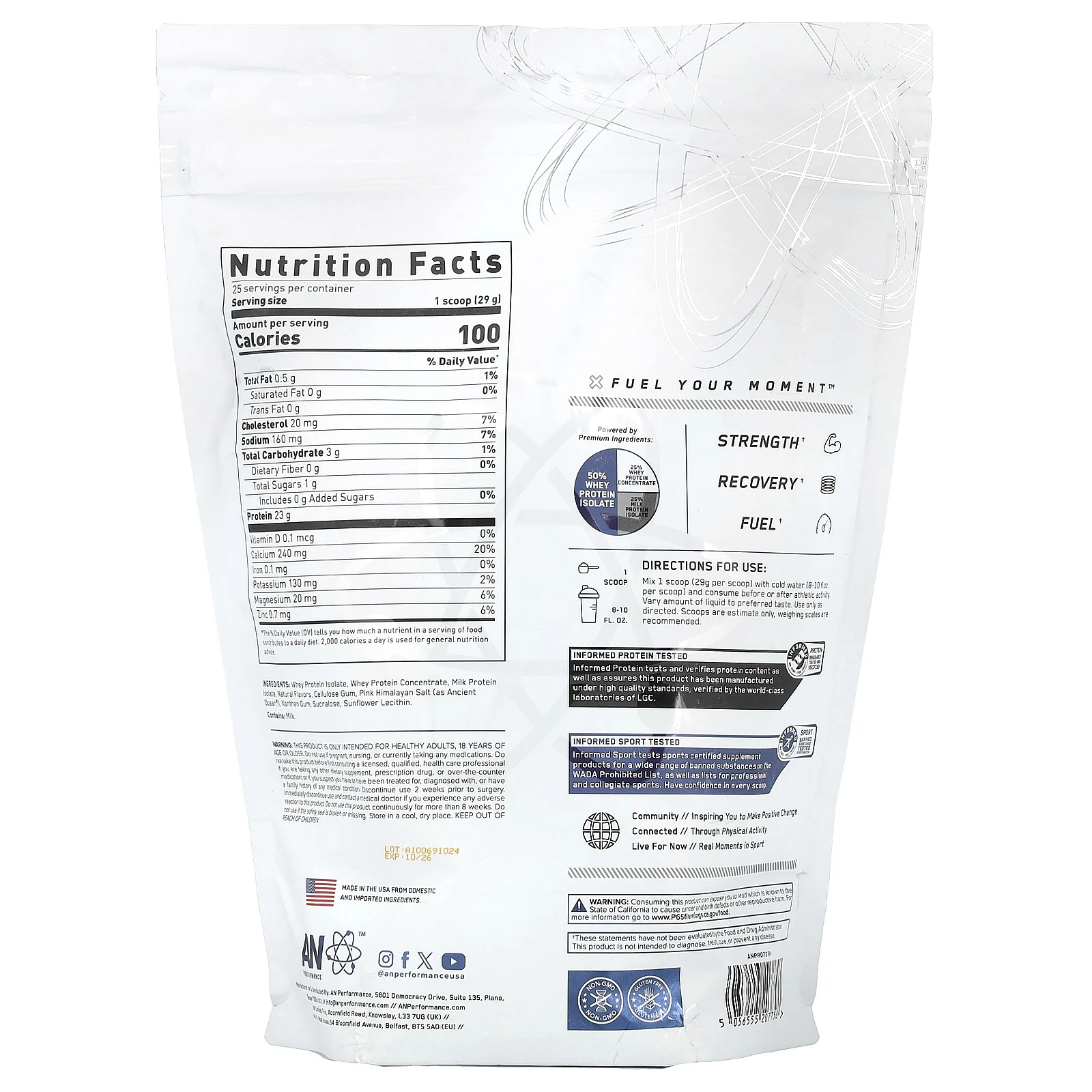 ABE, Performance, гибридный протеин, ваниль, 725 г (1,6 фунта)