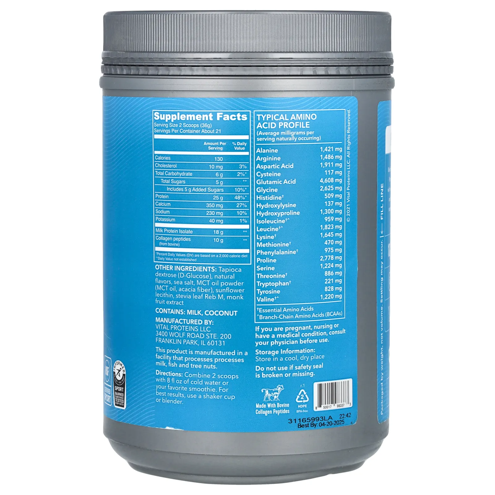 Vital Proteins, Vital Performance Protein, ваниль, 761 г (1,68 фунта)