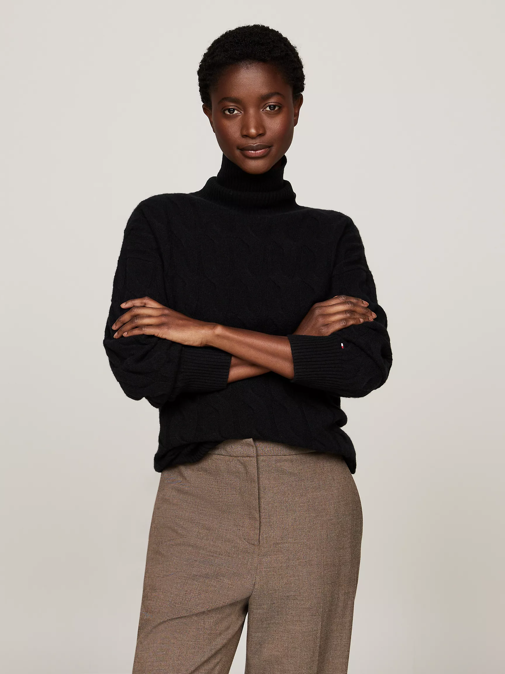 Женский свитер Tommy Hilfiger, Свободный шерстяной свитер с высоким воротником