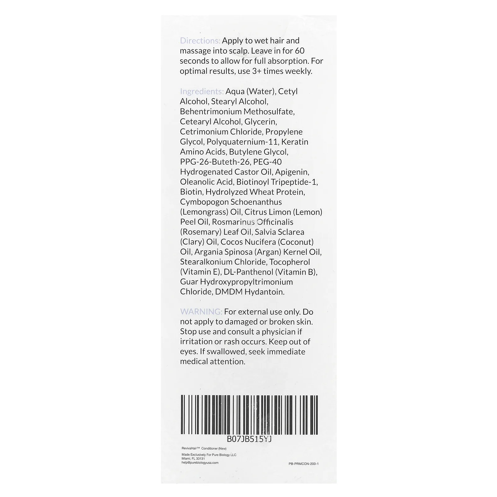 Pure Biology, RevivaКондиционер для волос с Procapil, 240 мл (8 жидк. Унций)