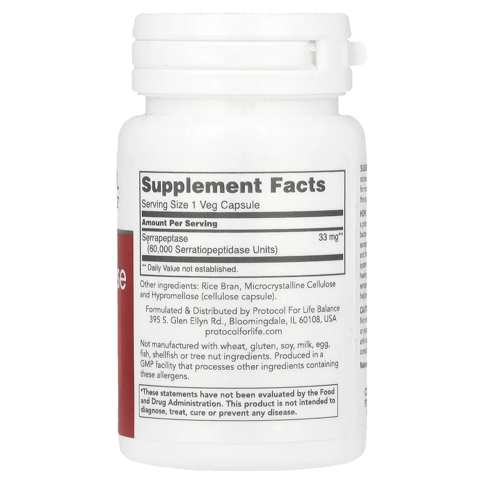 Protocol for Life Balance, Серрапептаза, 60 000, 60 растительных капсул