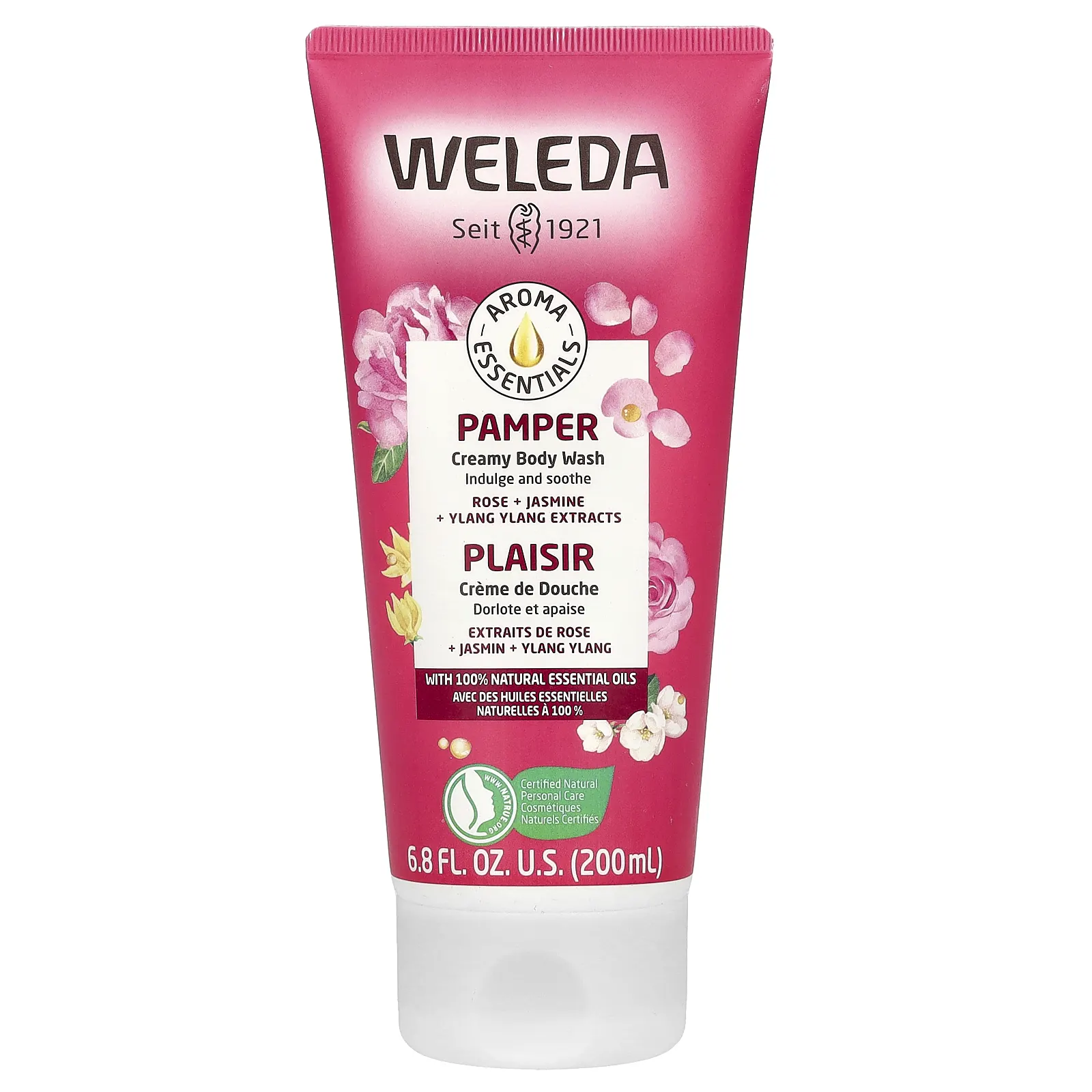 Weleda, Aroma Essentials, ухаживающий крем-гель для душа, с экстрактами розы, жасмина и иланг-иланга, 200 мл (6,8 жидк. унции)