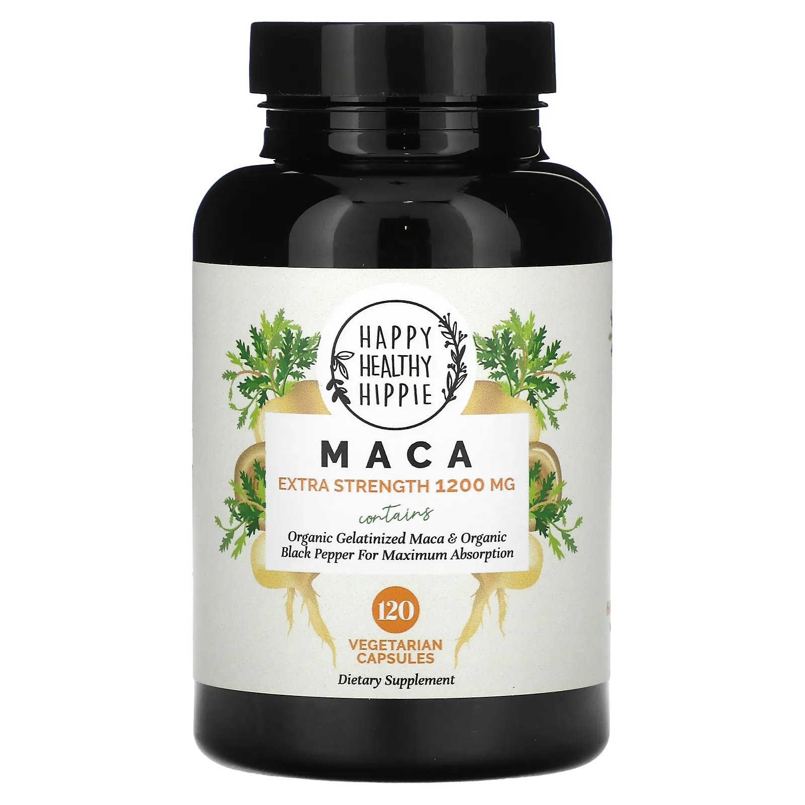 Happy Healthy Hippie, мака, с повышенной силой действия, 1200 мг, 120 вегетарианских капсул (600 мг в 1 капсуле)