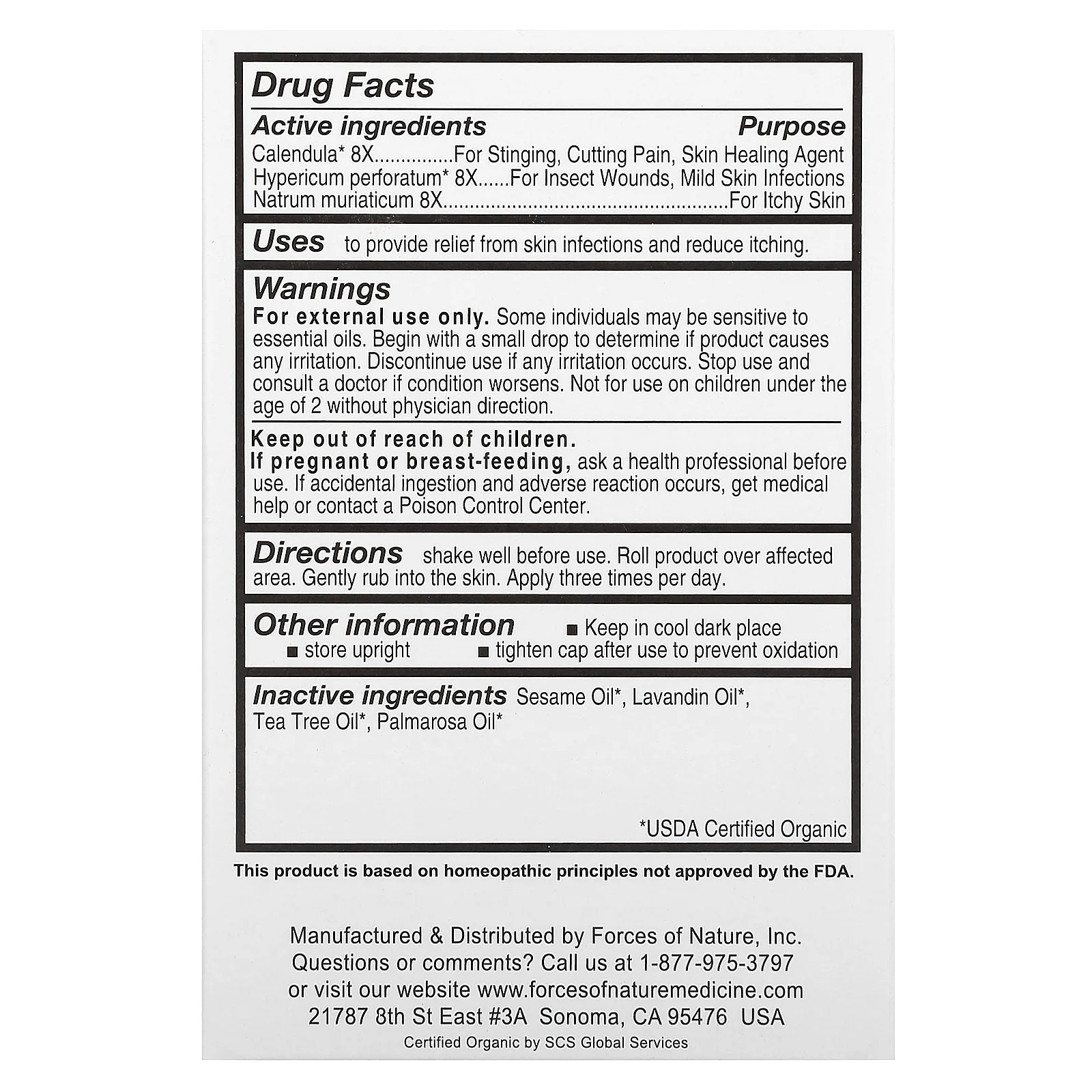 Forces of Nature, органическое растительное средство, с шариковым аппликатором, с повышенной силой действия, 4 мл (0,14 жидк. унции)