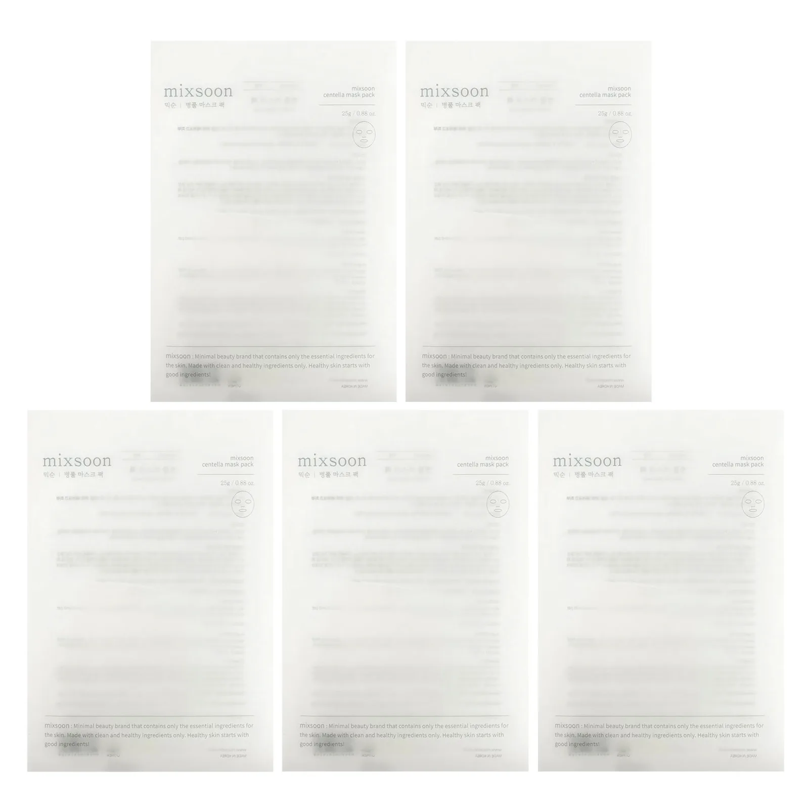 Mixsoon, Centella Beauty Mask Pack, 5 масок по 5 г (0,17 унции)