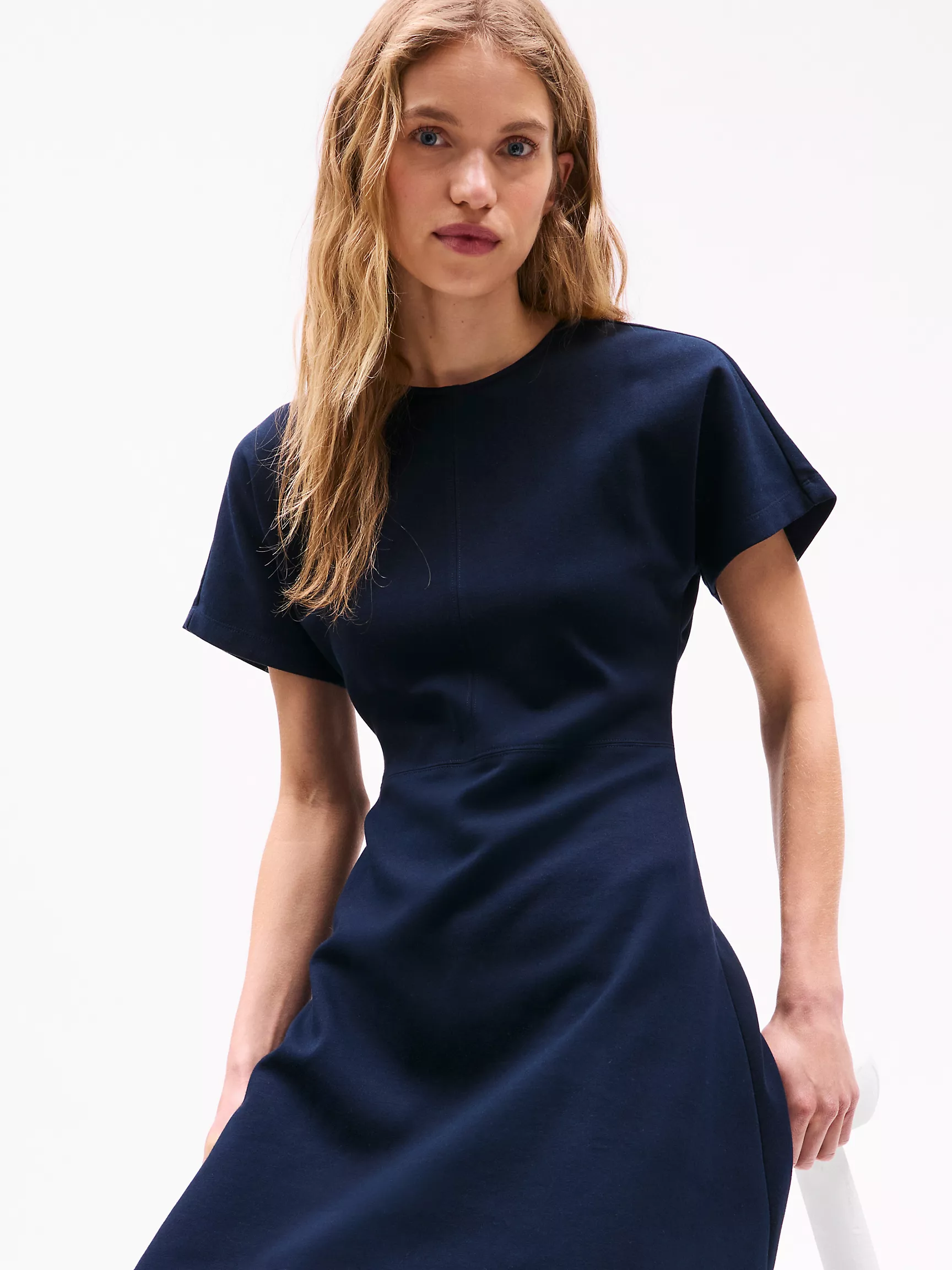 Женское платье Tommy Hilfiger, Приталенное хлопковое платье с расклешённой юбкой