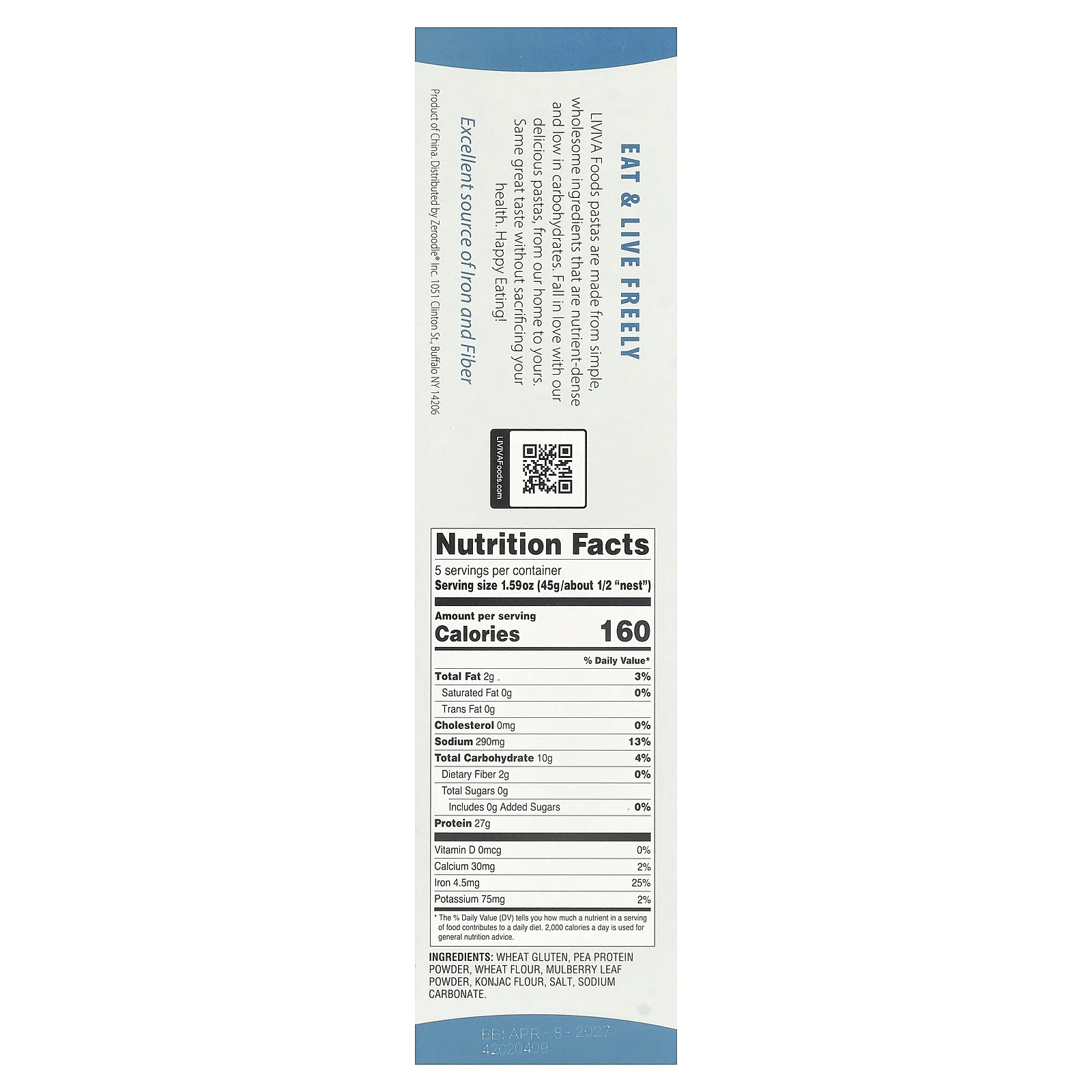 LIVIVA, спагетти с низким содержанием углеводов и высоким содержанием белка, 225 г (7,94 унции)