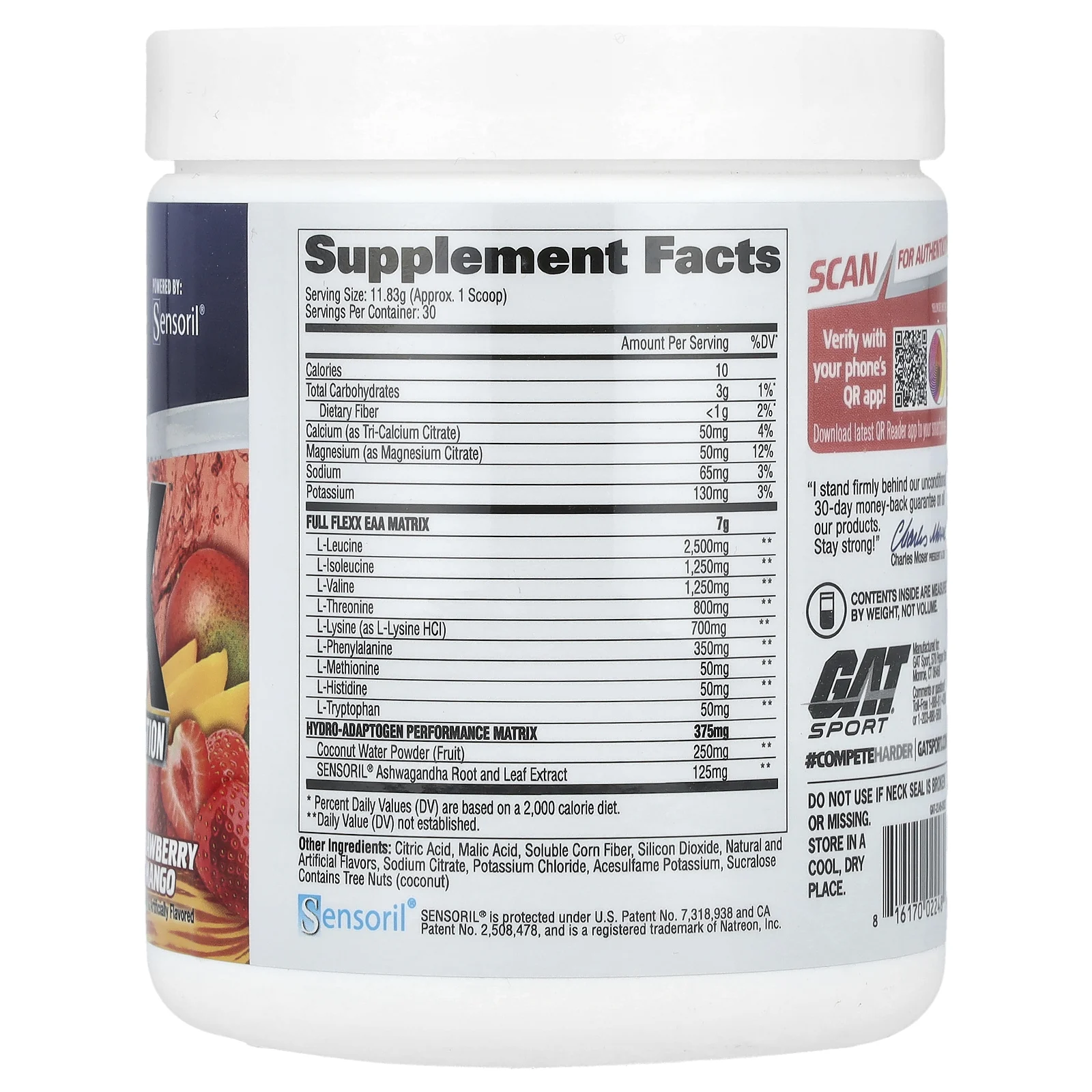 GAT, Flexx EAA + Hydration, клубника и манго, 354,9 г (12,5 унции)