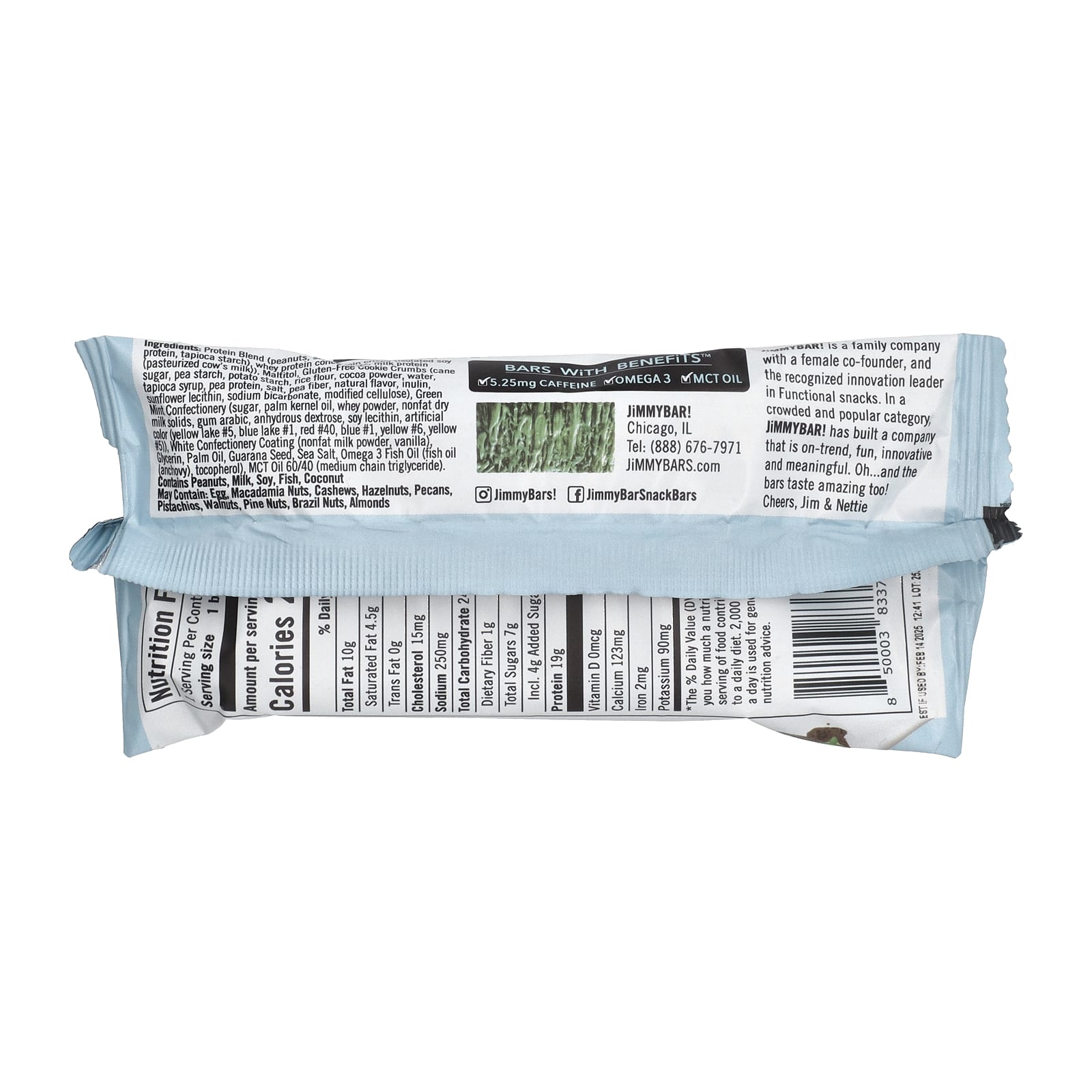 JiMMY!, Bars With Benefits, протеиновый батончик, мятное печенье и крем, 12 батончиков, 58 г (2,05 унции)