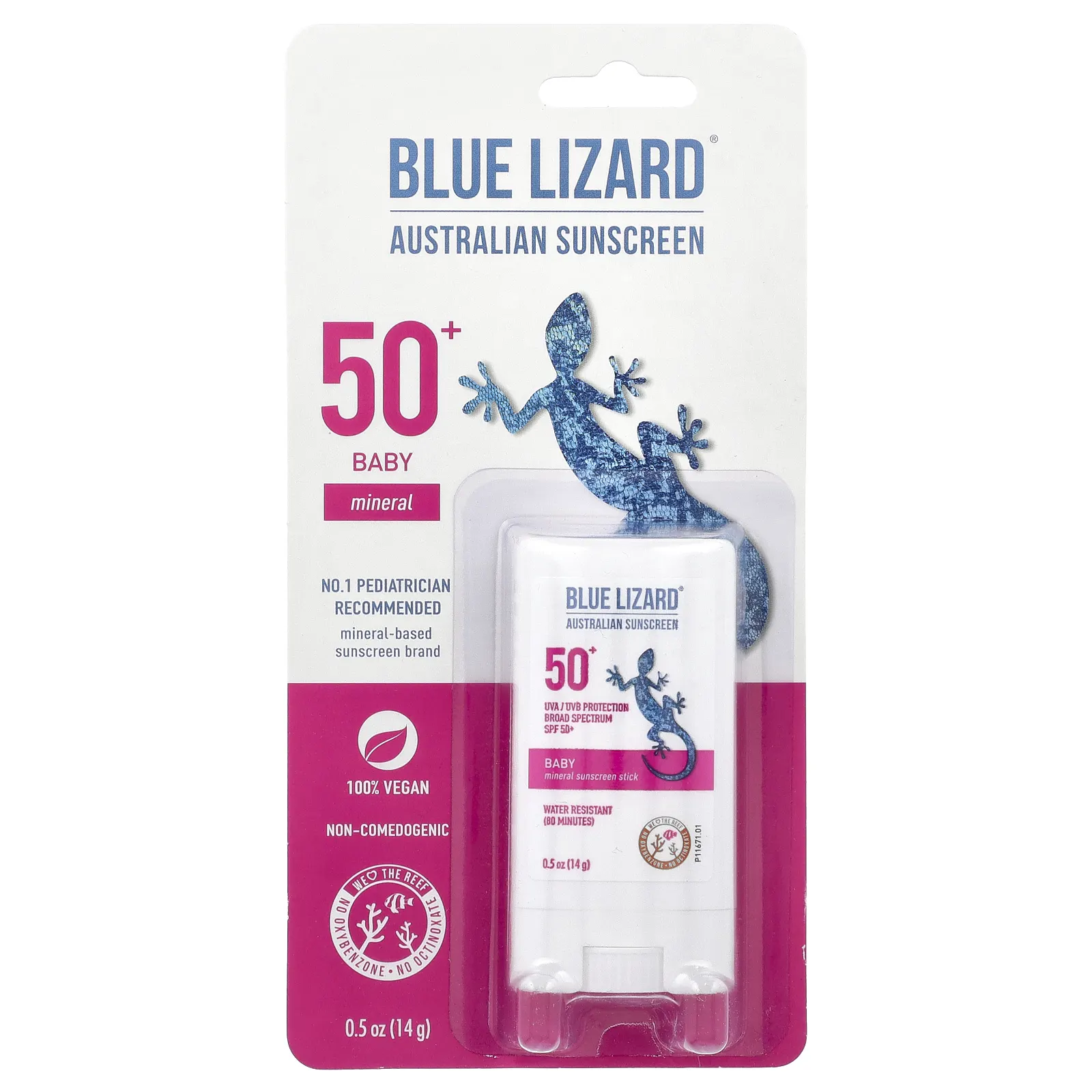 Blue Lizard Australian Sunscreen, Baby, Mineral Sunscreen Stick, SPF50+, 0.5 oz (14 g)