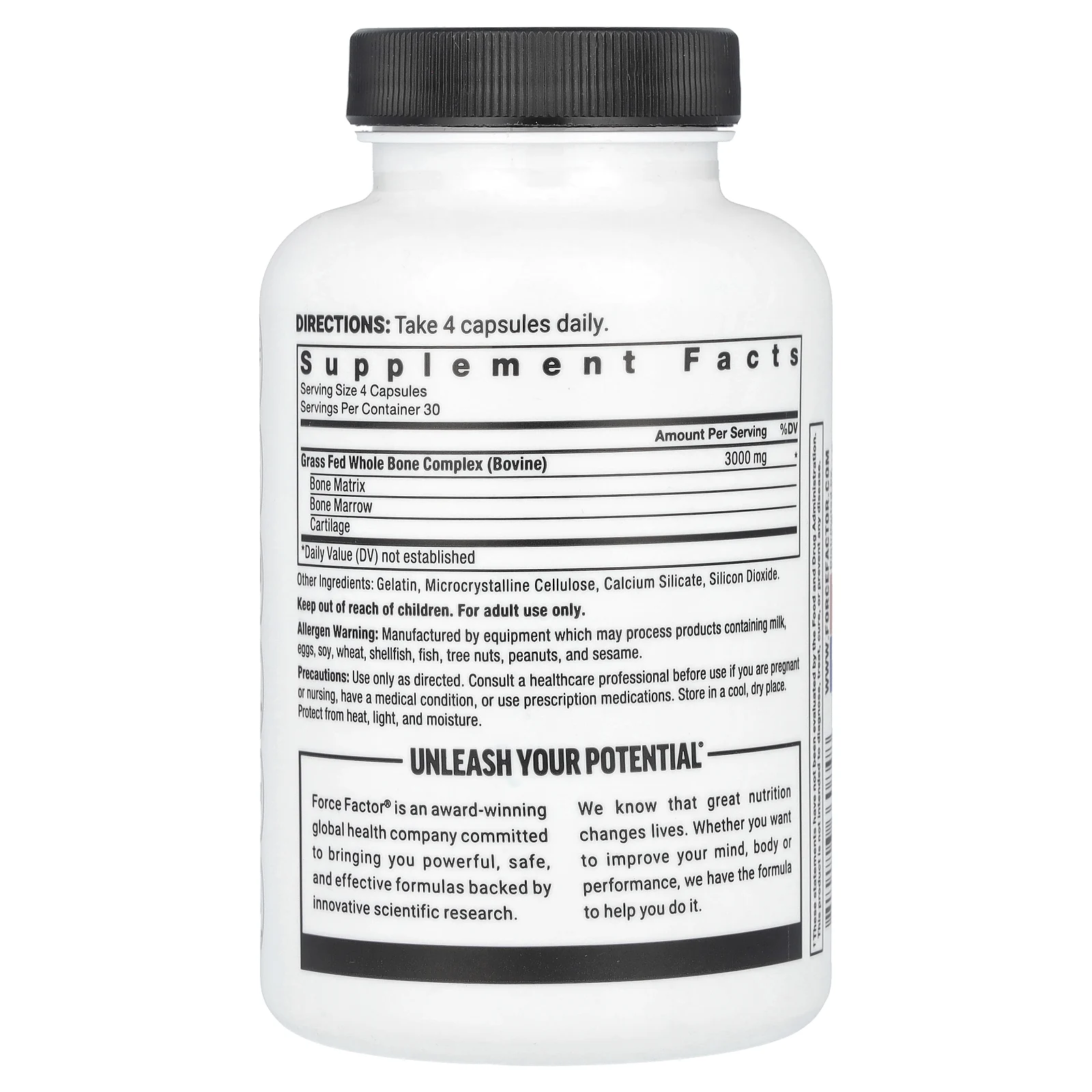 Force Factor, Primal Origins ™, говяжьи кости и костный мозг травяного откорма, 120 капсул