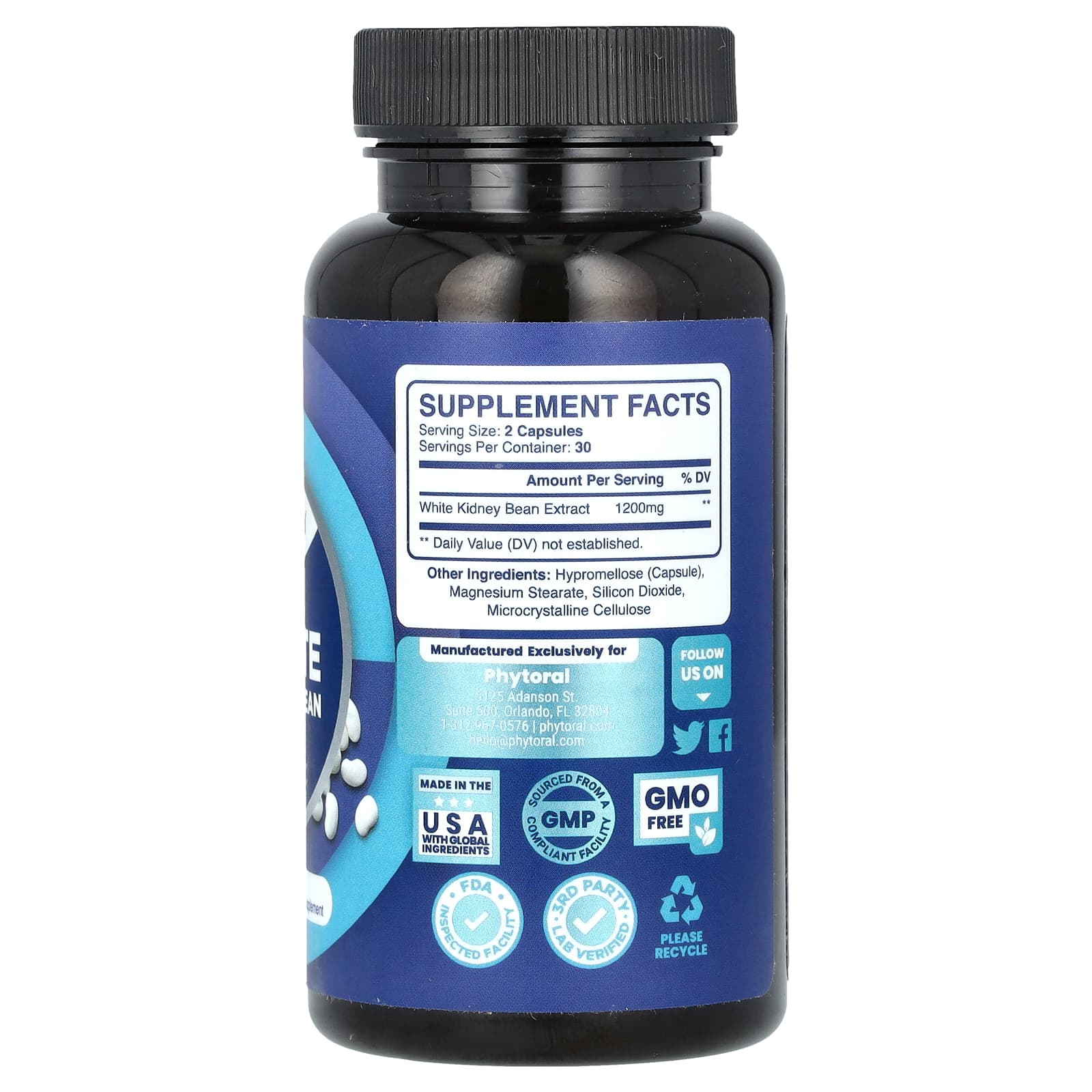 Phytoral, экстракт белой фасоли, 60 капсул