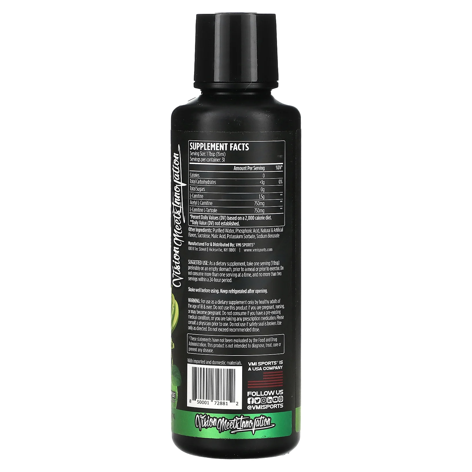VMI Sports, L-карнитин 3000, яблоко, 473 мл (16 жидк. Унций)