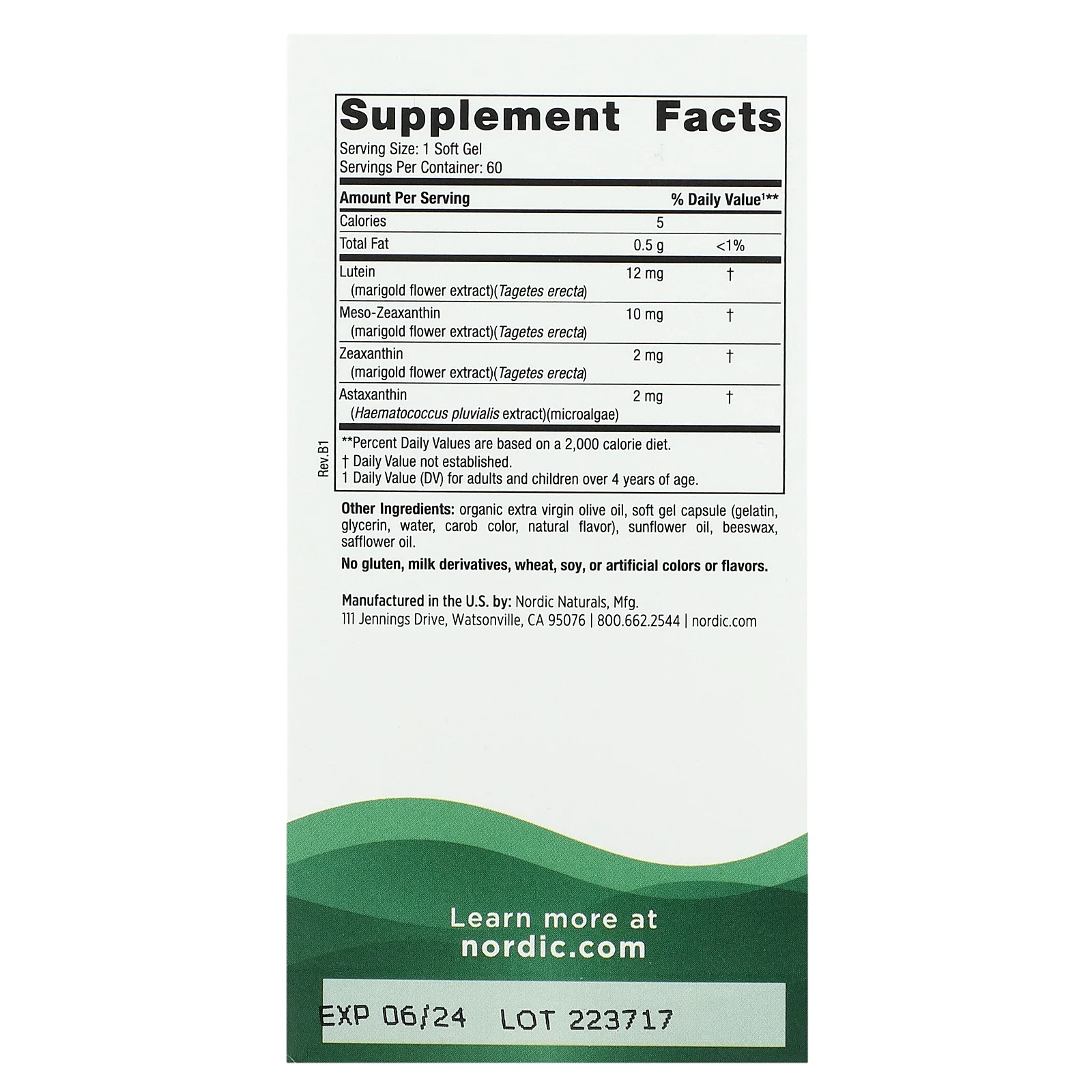 Nordic Naturals, средство для защиты глаз от синего излучения, 60 капсул